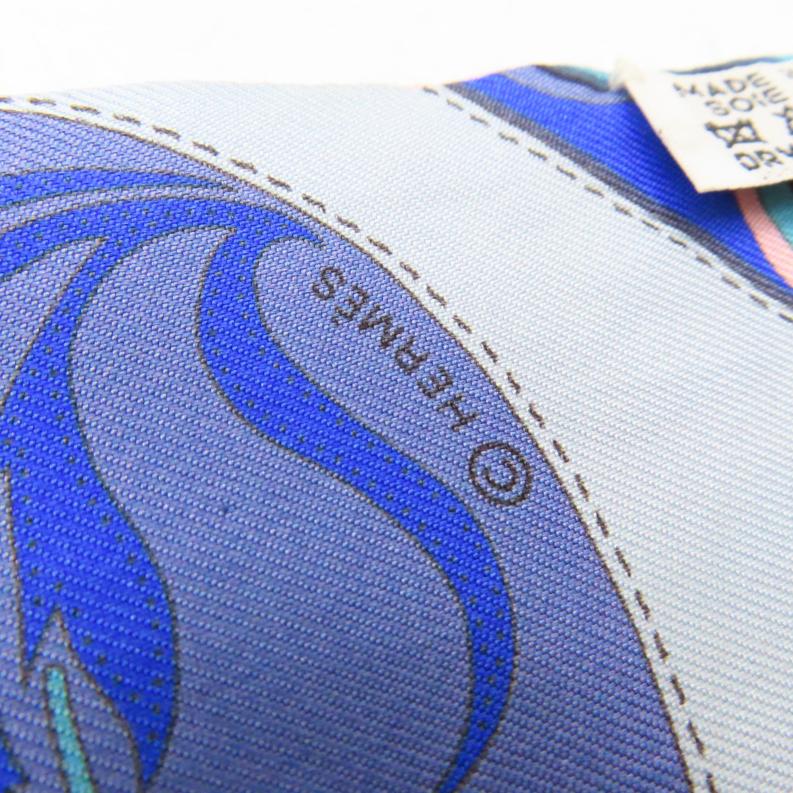 HERMES 絲質Twilly絲巾藍色
