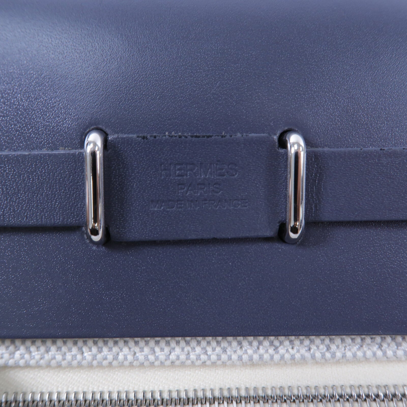 HERMES 帆布Mini Herbag肩背袋Ardoise/Beige