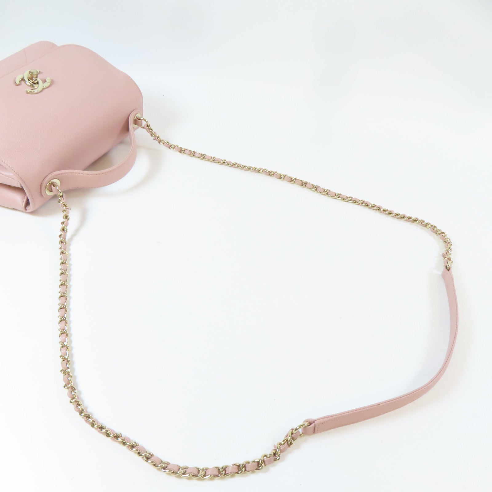 CHANEL 【激減優惠】Caviar皮革Matelasse Chain Shoulder Bag金扣手挽肩背兩用袋粉紅色
