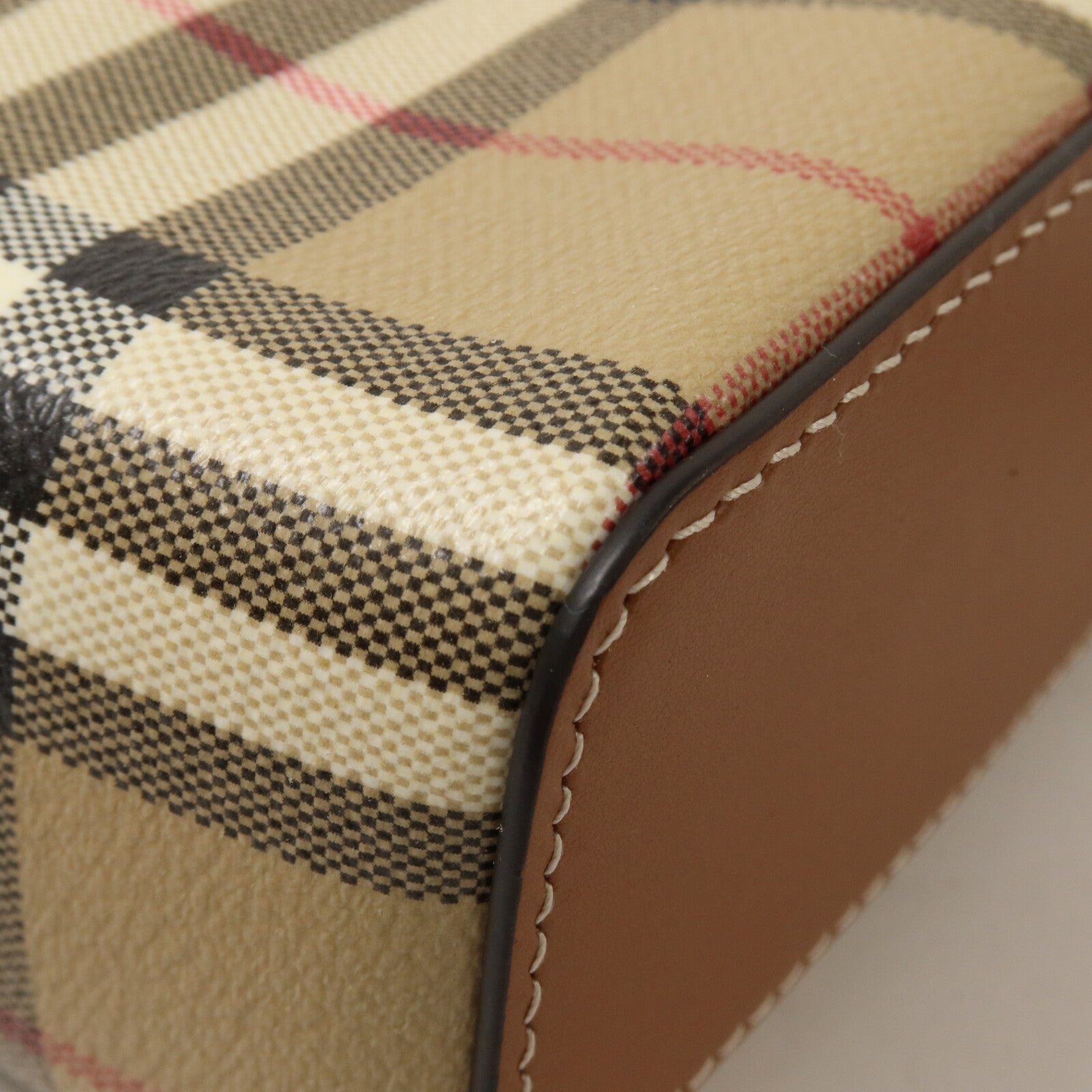 BURBERRY 塗層帆布Mini Check Vanity Bag鏈帶手挽肩背兩用袋
