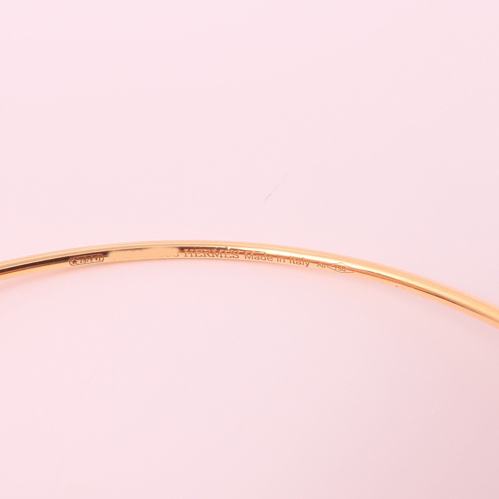 HERMES 18K玫瑰金Filet D'Or Hoop Earrings耳環