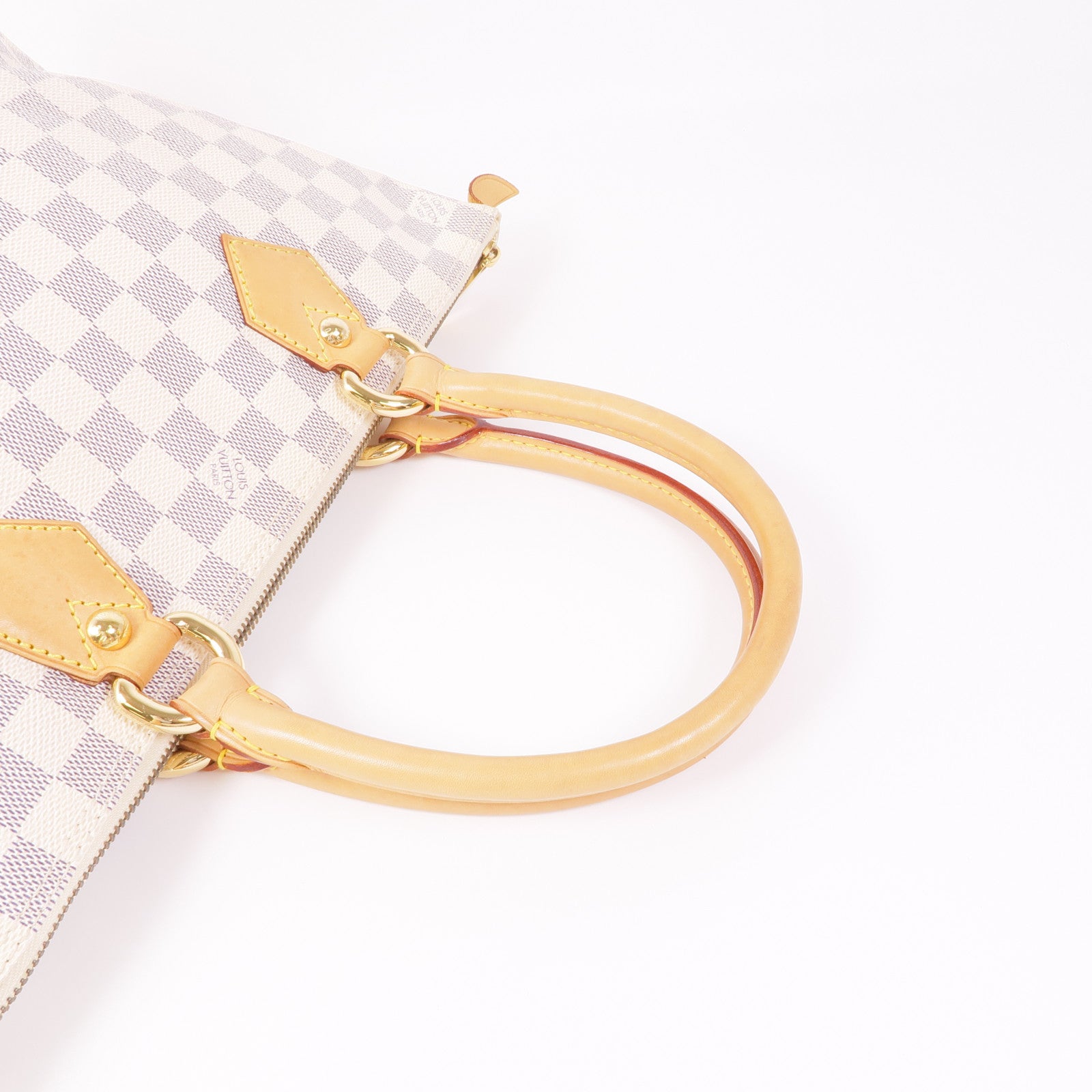 LOUIS VUITTON Damier Azur Saleya PM金扣手挽袋白色