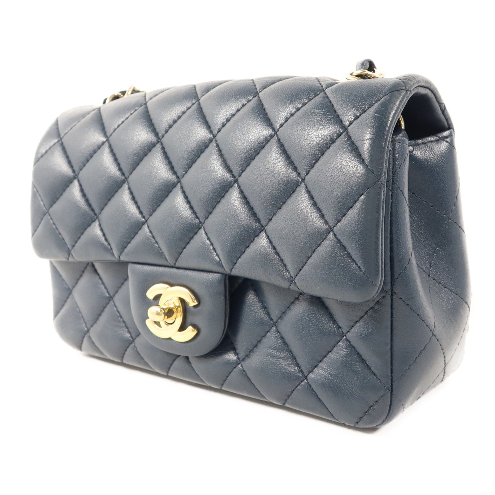 CHANEL 羊皮皮革Mini Classic 20金扣鏈帶肩背袋