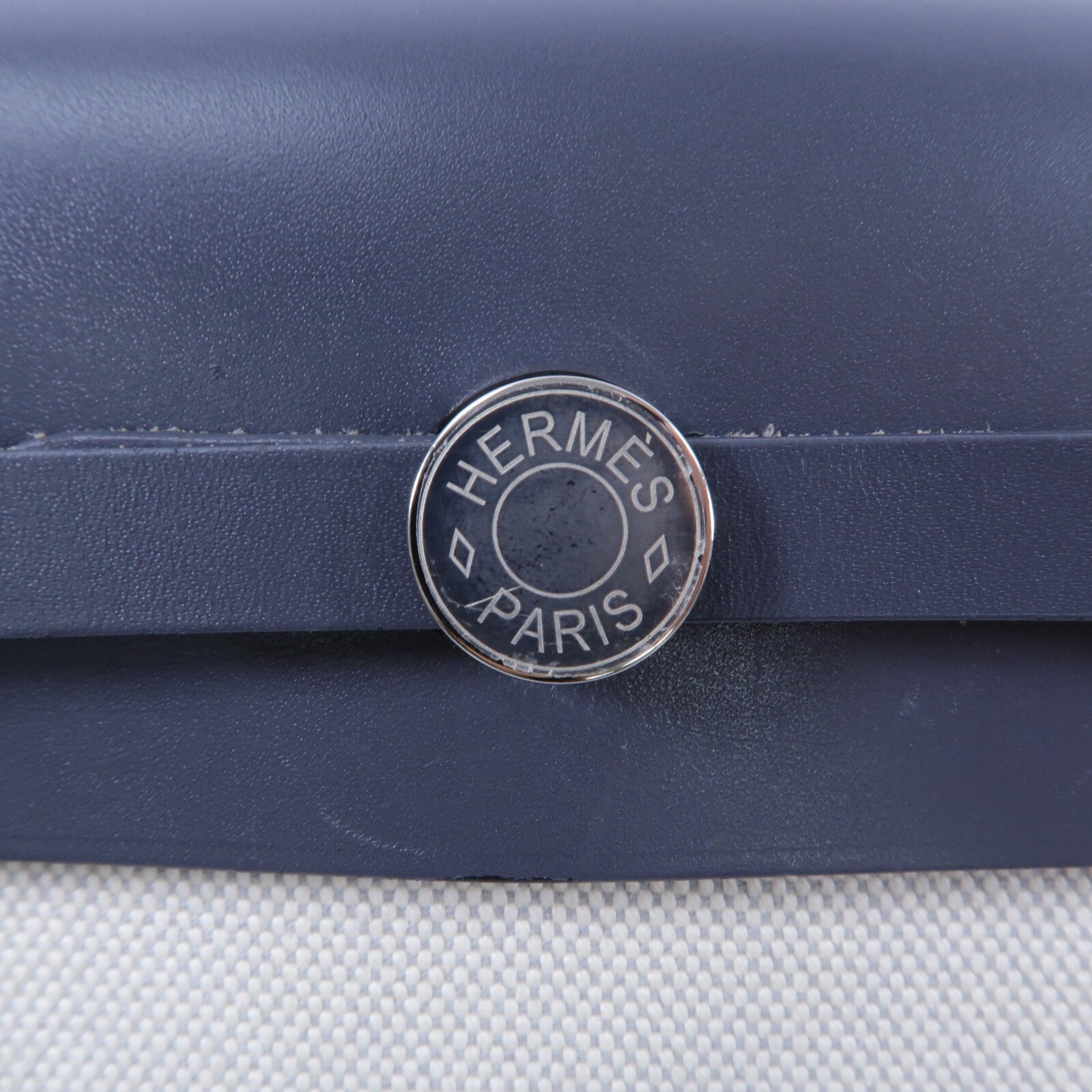 HERMES 帆布Mini Herbag肩背袋Ardoise/Beige