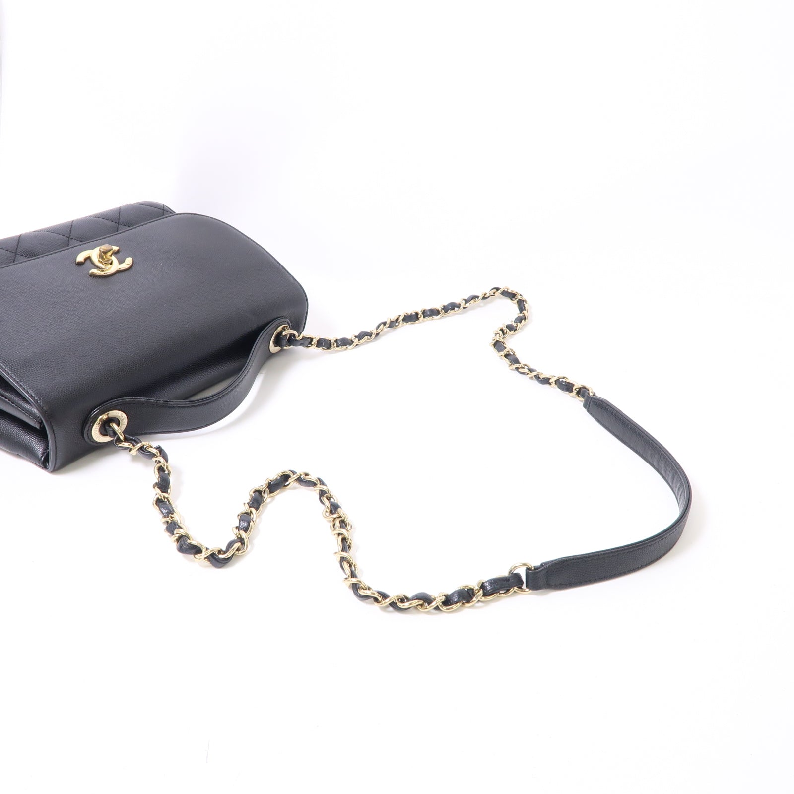 CHANEL Caviar皮革Business Affinity金扣手挽肩背兩用袋黑色