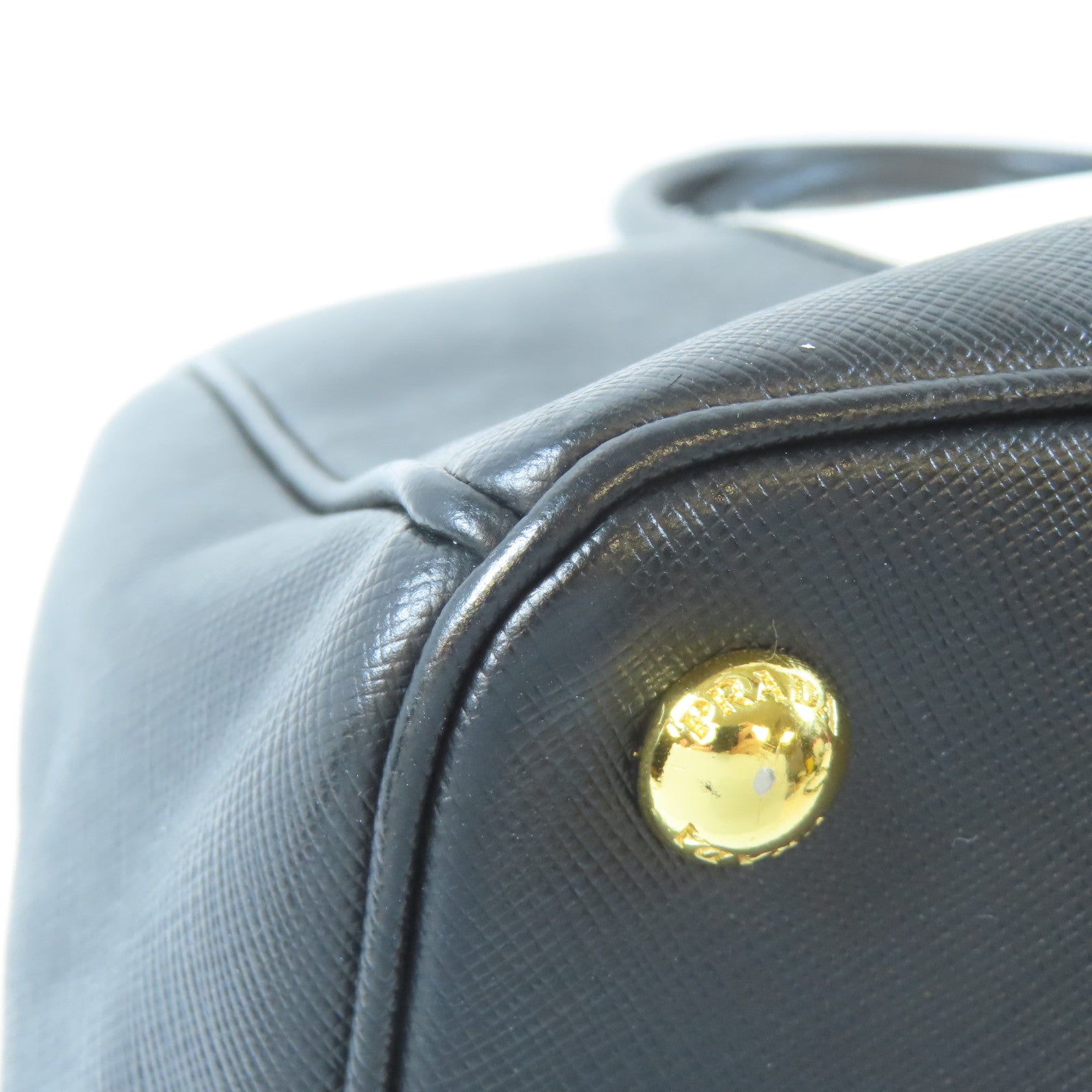 PRADA 【激減優惠】Saffiano皮革Galleria金扣手挽肩背兩用袋黑色/白色