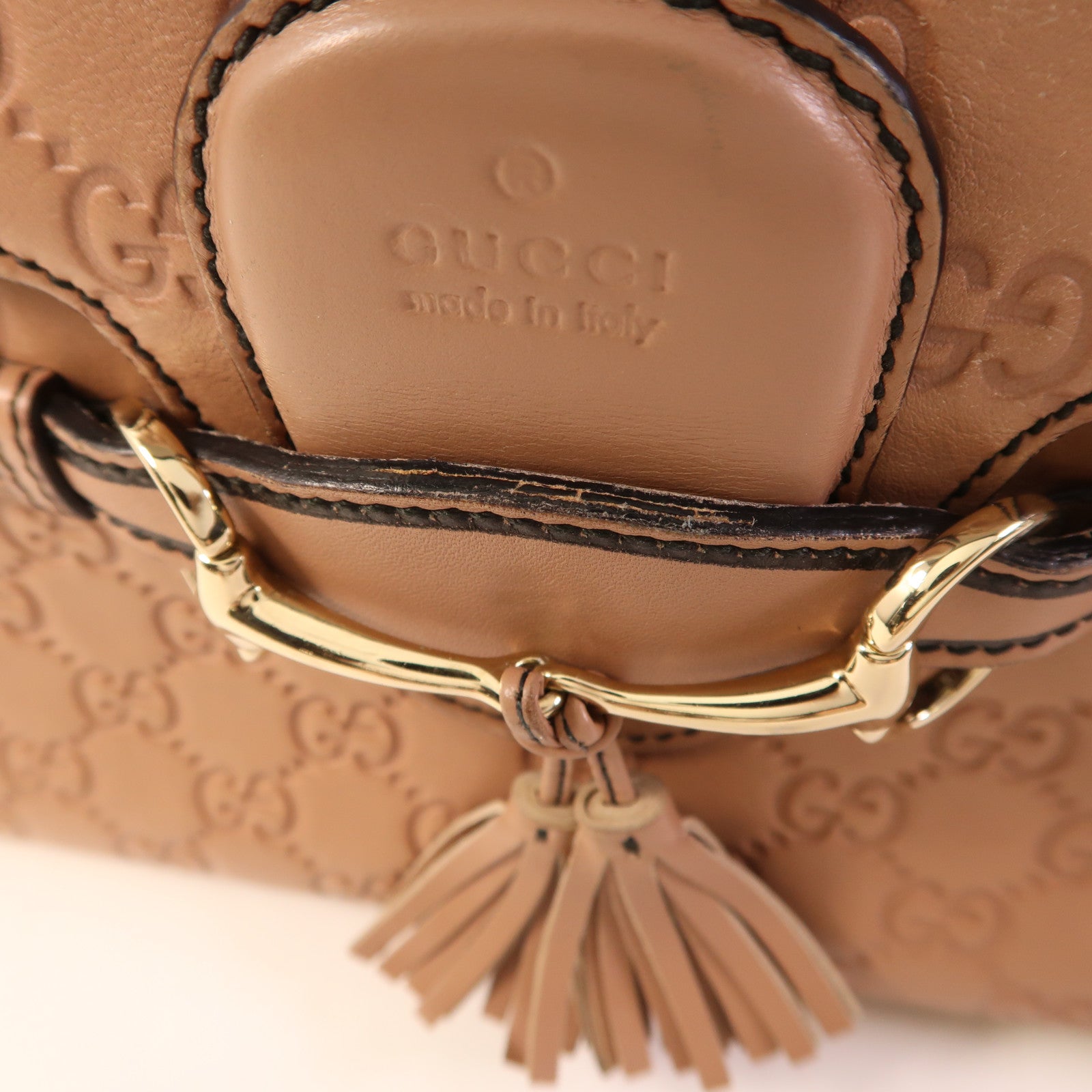 GUCCI 牛皮皮革Horsebit Shoulder Bag金扣鏈帶肩背袋