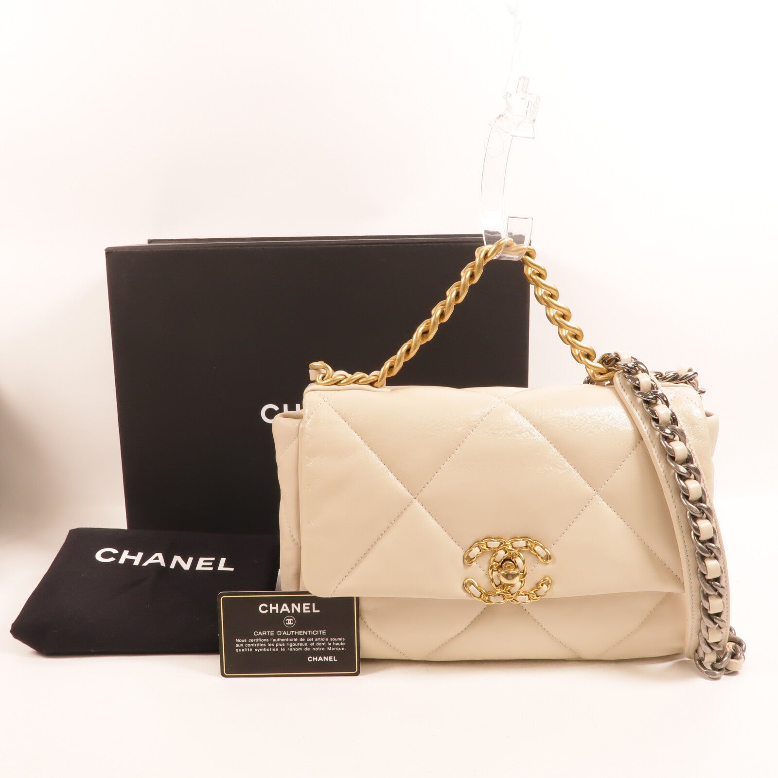 CHANEL 羊皮皮革Chanel 19 Small鏈帶肩背袋