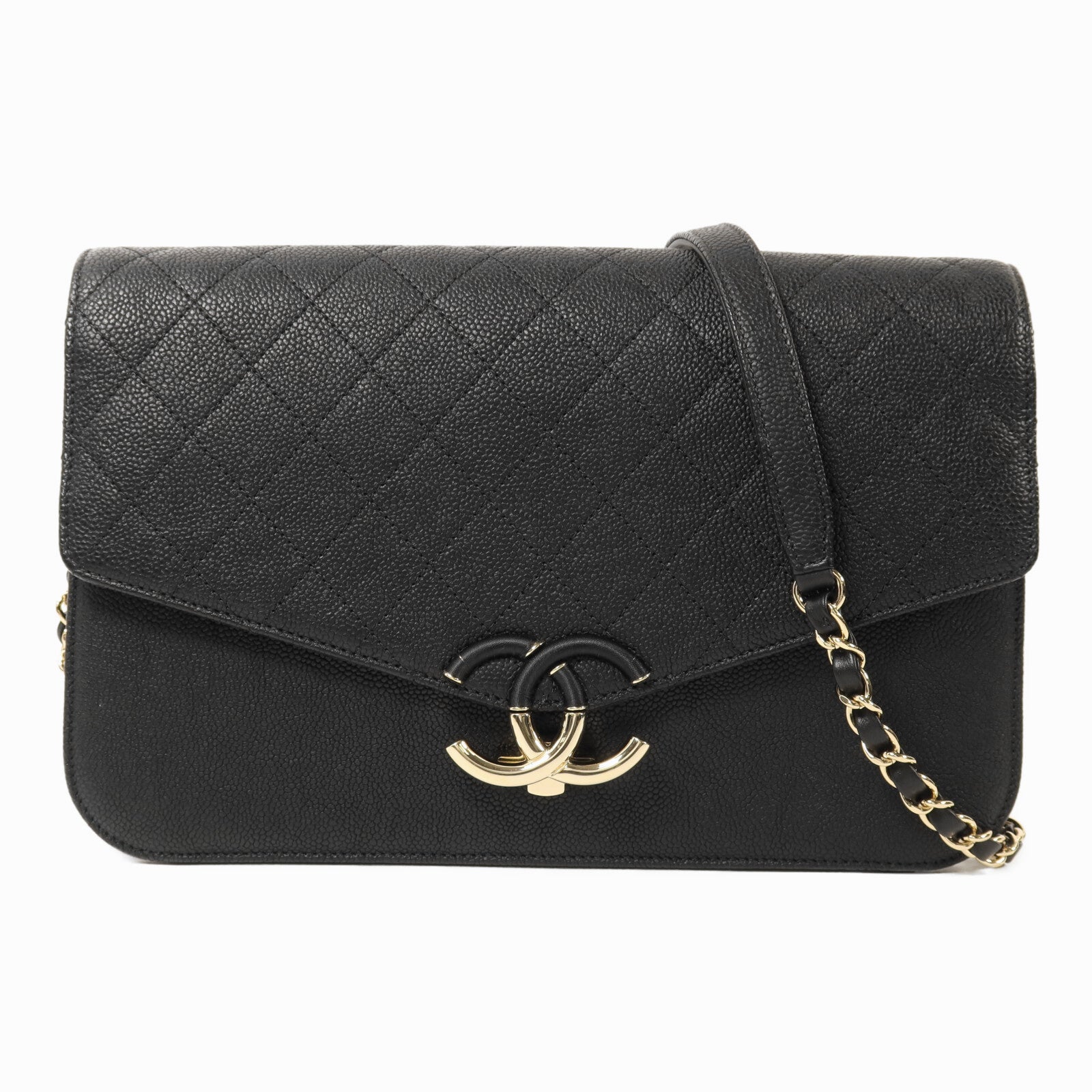 CHANEL 【激減優惠】牛皮皮革Chain Shoulder金扣鏈帶肩背袋