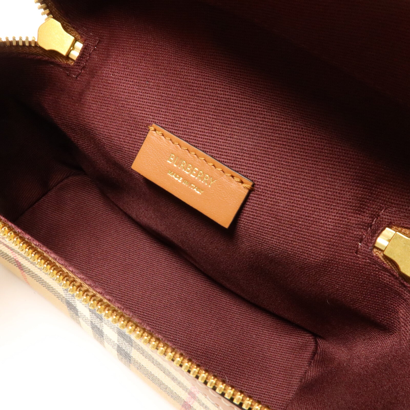 BURBERRY 塗層帆布Mini Check Vanity Bag鏈帶手挽肩背兩用袋
