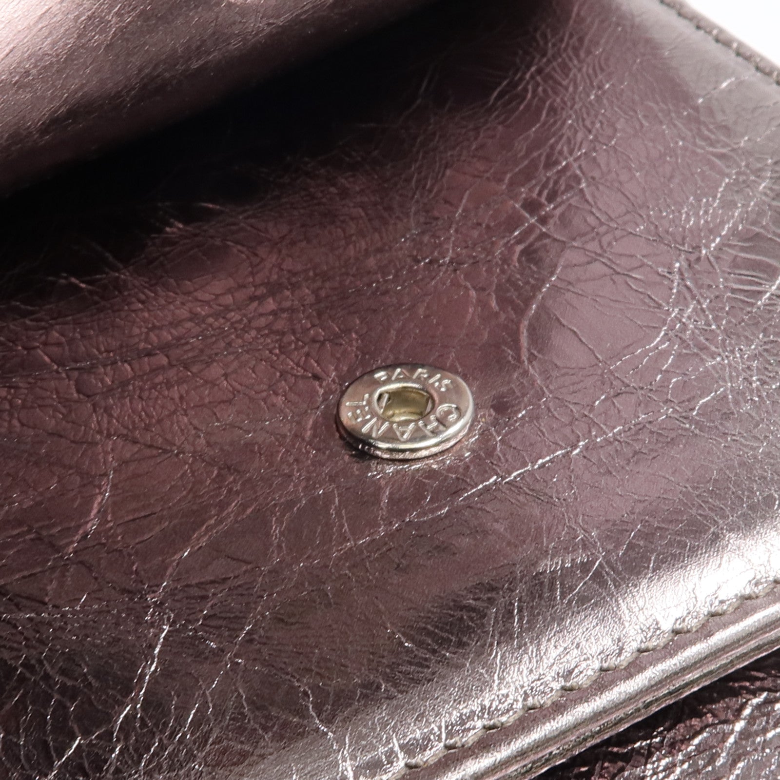 CHANEL 牛皮皮革Fold Wallet銀扣錢包