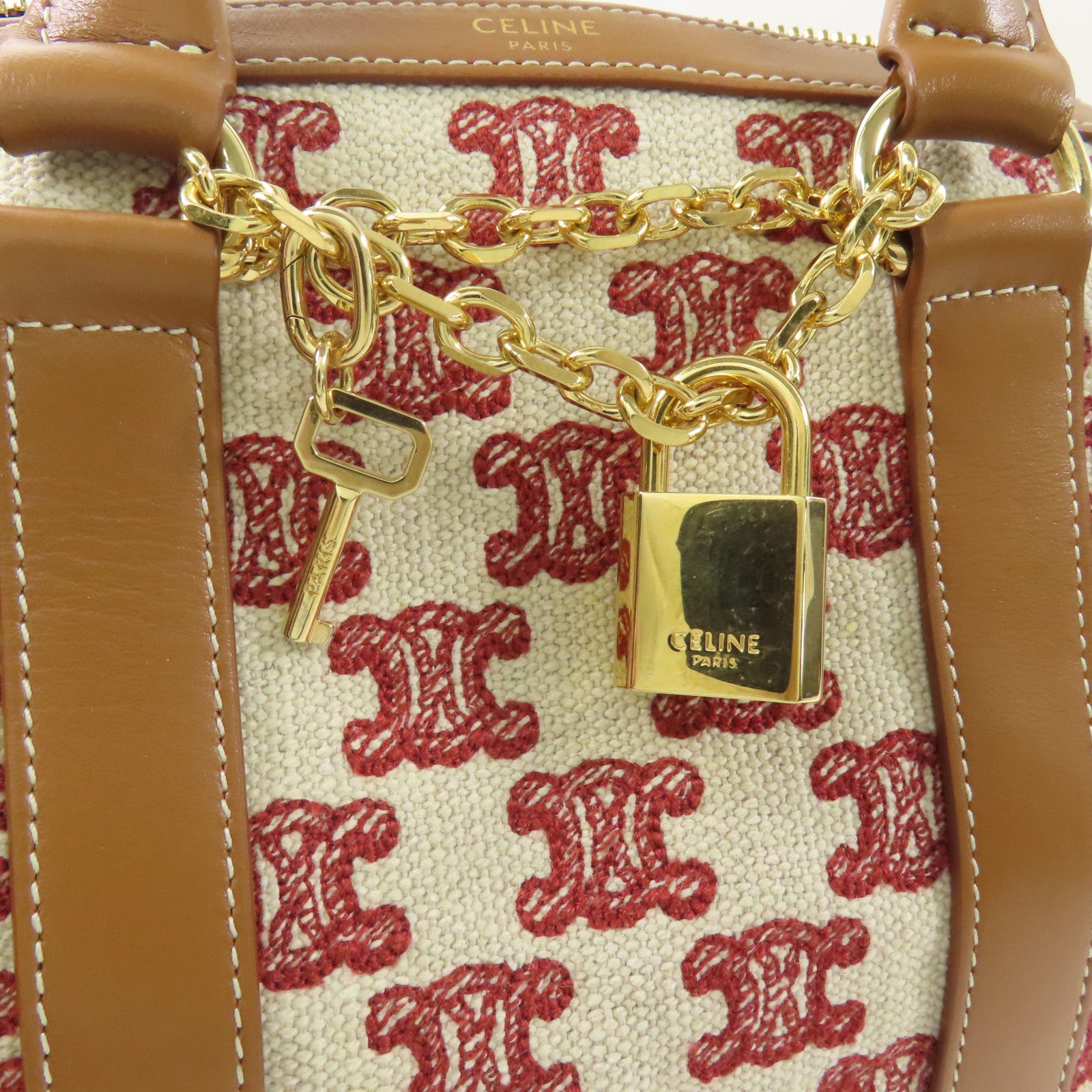 CELINE 帆布2 Way Shoulder金扣手挽肩背兩用袋