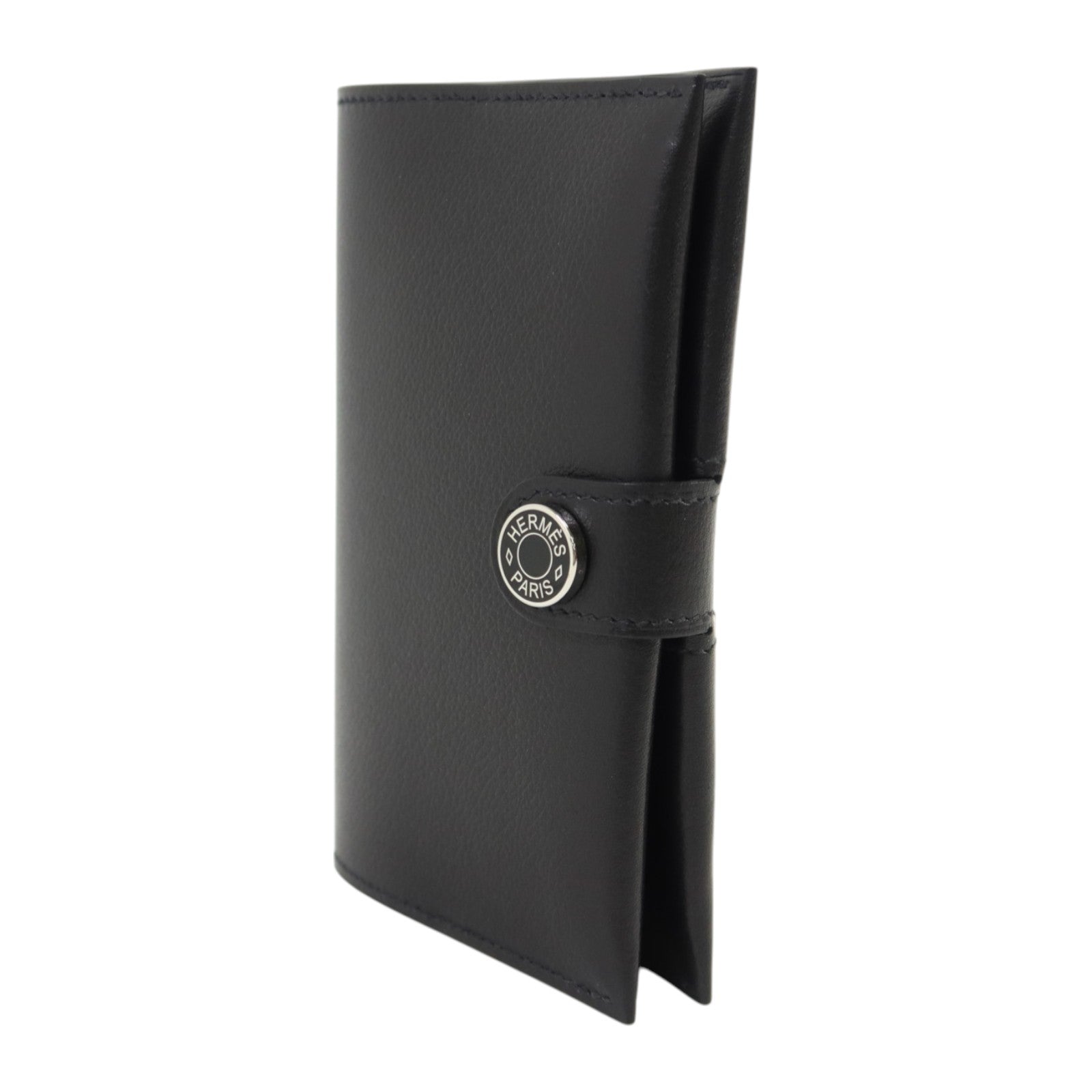 HERMES Evergrain皮革R.M.S Passport銀扣護照套Noir