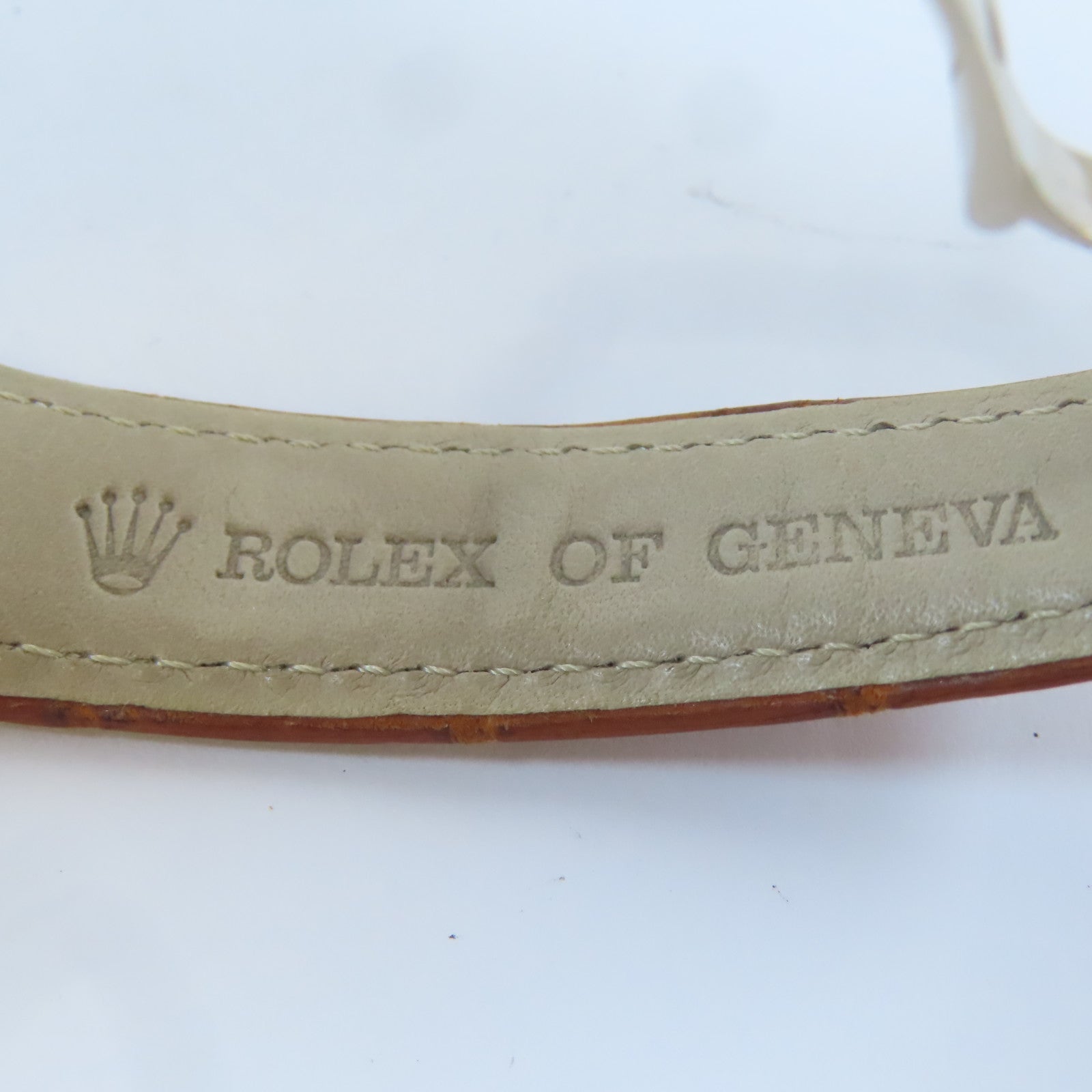 ROLEX Cellini 18K白金/皮革帶手錶石英機芯白色