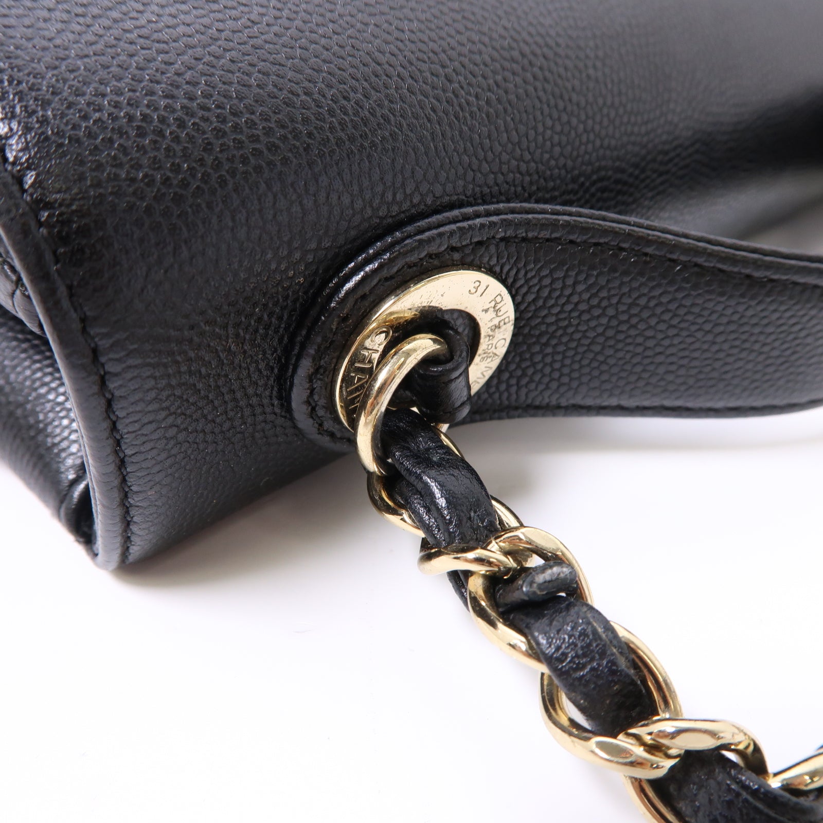 CHANEL Caviar皮革Business Affinity金扣手挽肩背兩用袋黑色