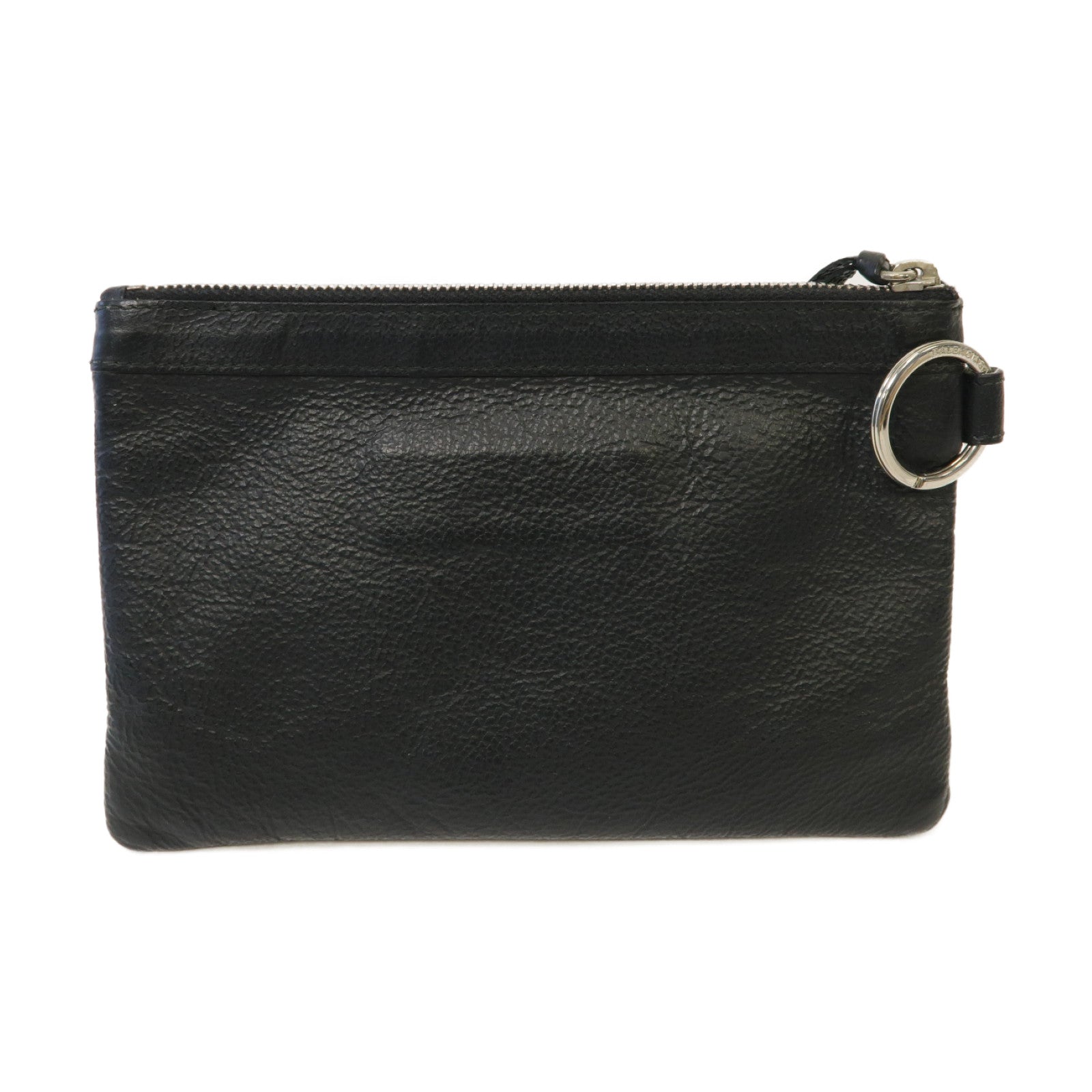BALENCIAGA 牛皮皮革Clutch Bag銀扣手拿包黒色