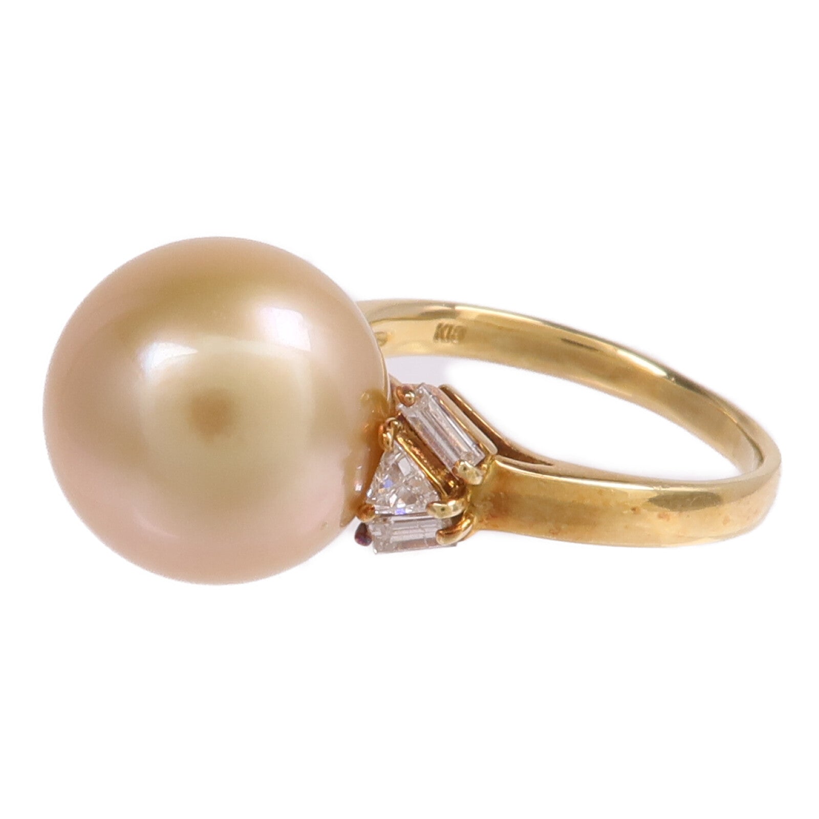 JEWELRY 18K黃金Pearl Diamond Ring珍珠/鑽石戒指US#7