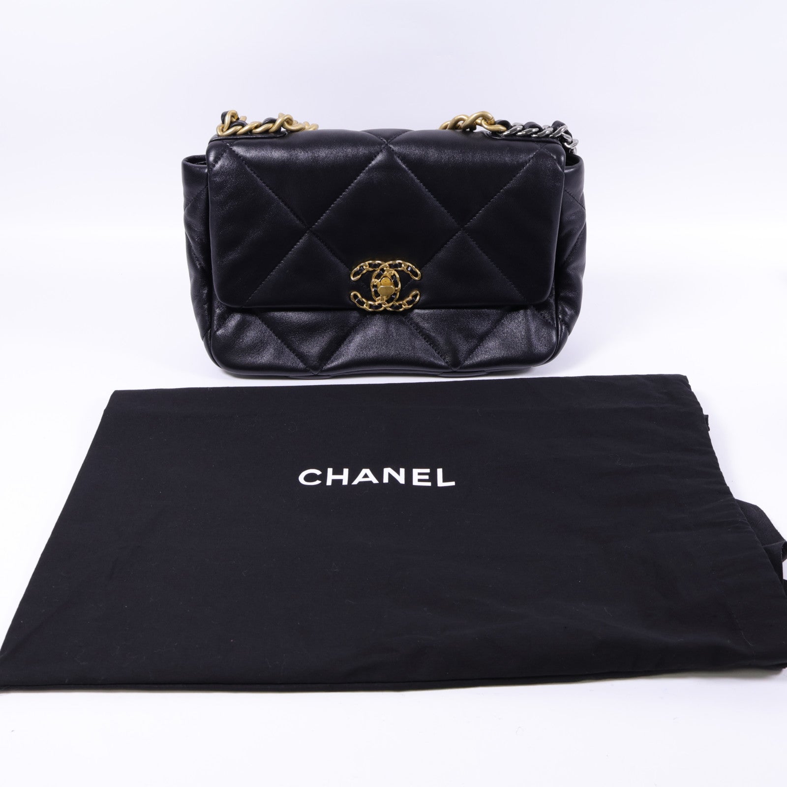 CHANEL 羊皮皮革C19 Small手挽肩背兩用袋