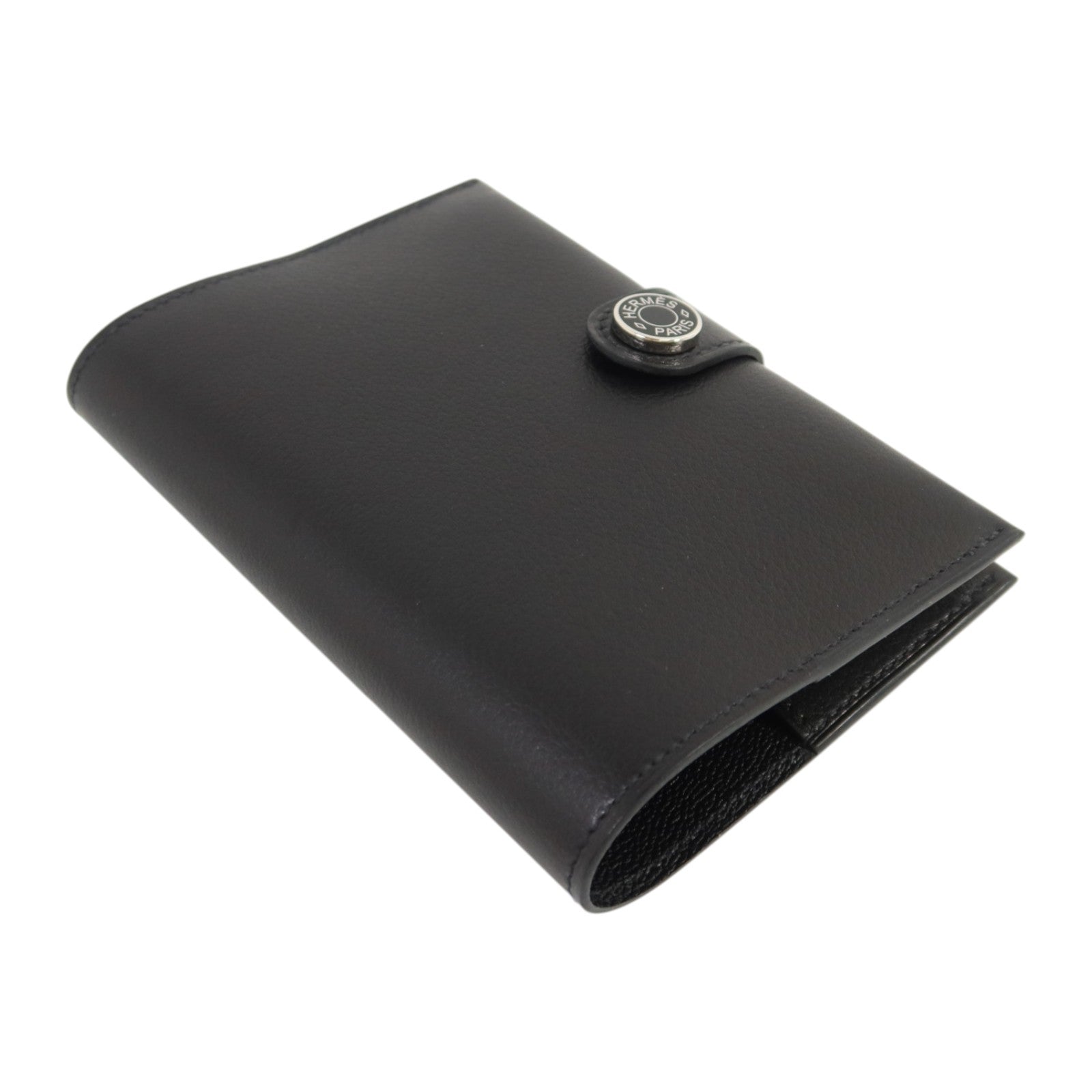 HERMES Evergrain皮革R.M.S Passport銀扣護照套Noir