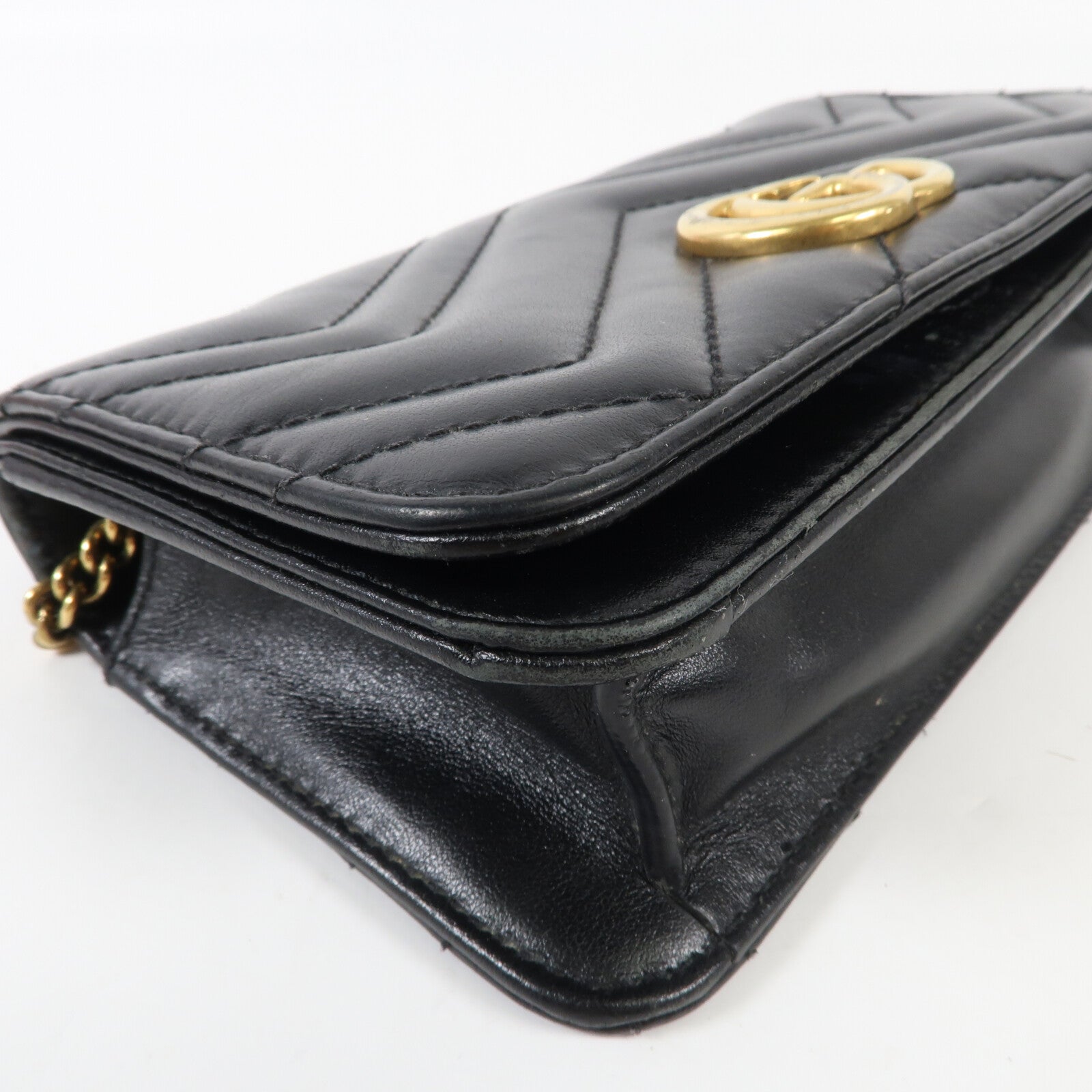 GUCCI 牛皮皮革GG Marmont Mini Bag金扣鏈帶肩背袋