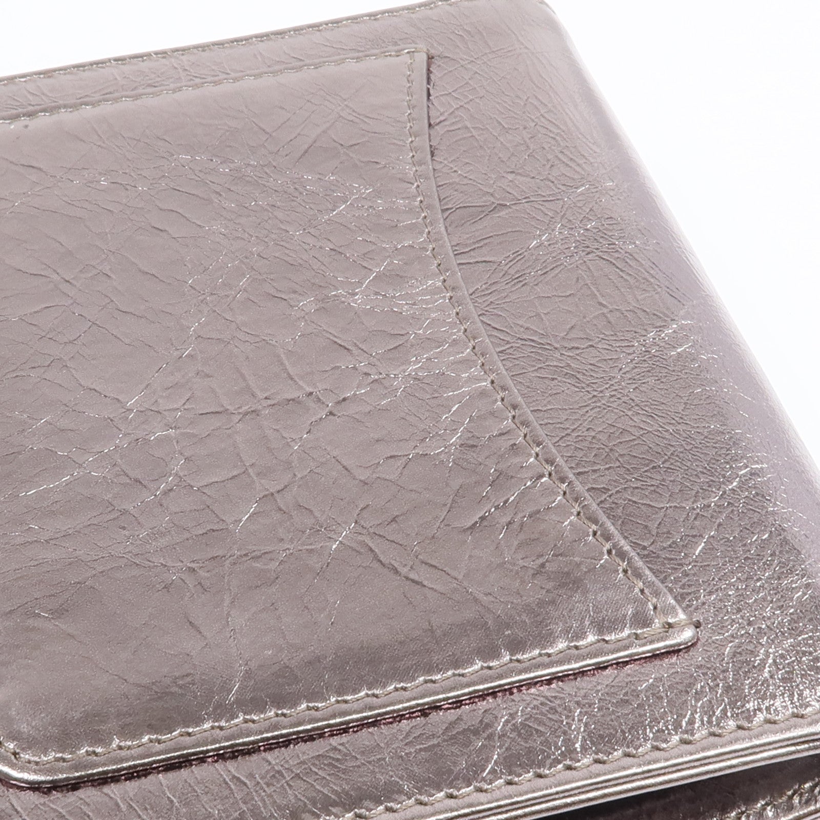 CHANEL 牛皮皮革Fold Wallet銀扣錢包