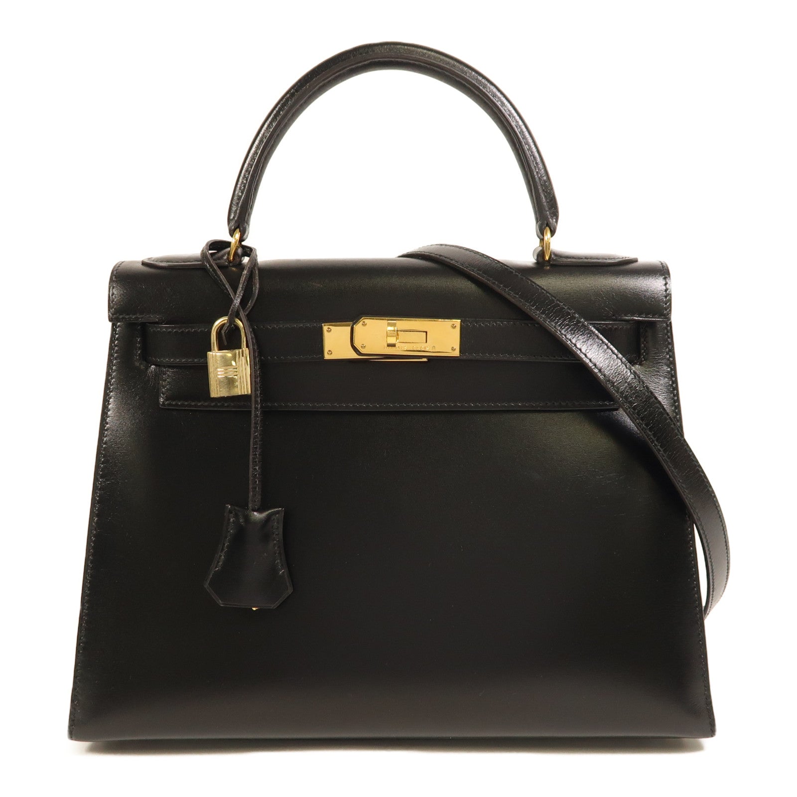 HERMES Box Calf皮革Kelly 28金扣手挽肩背兩用袋