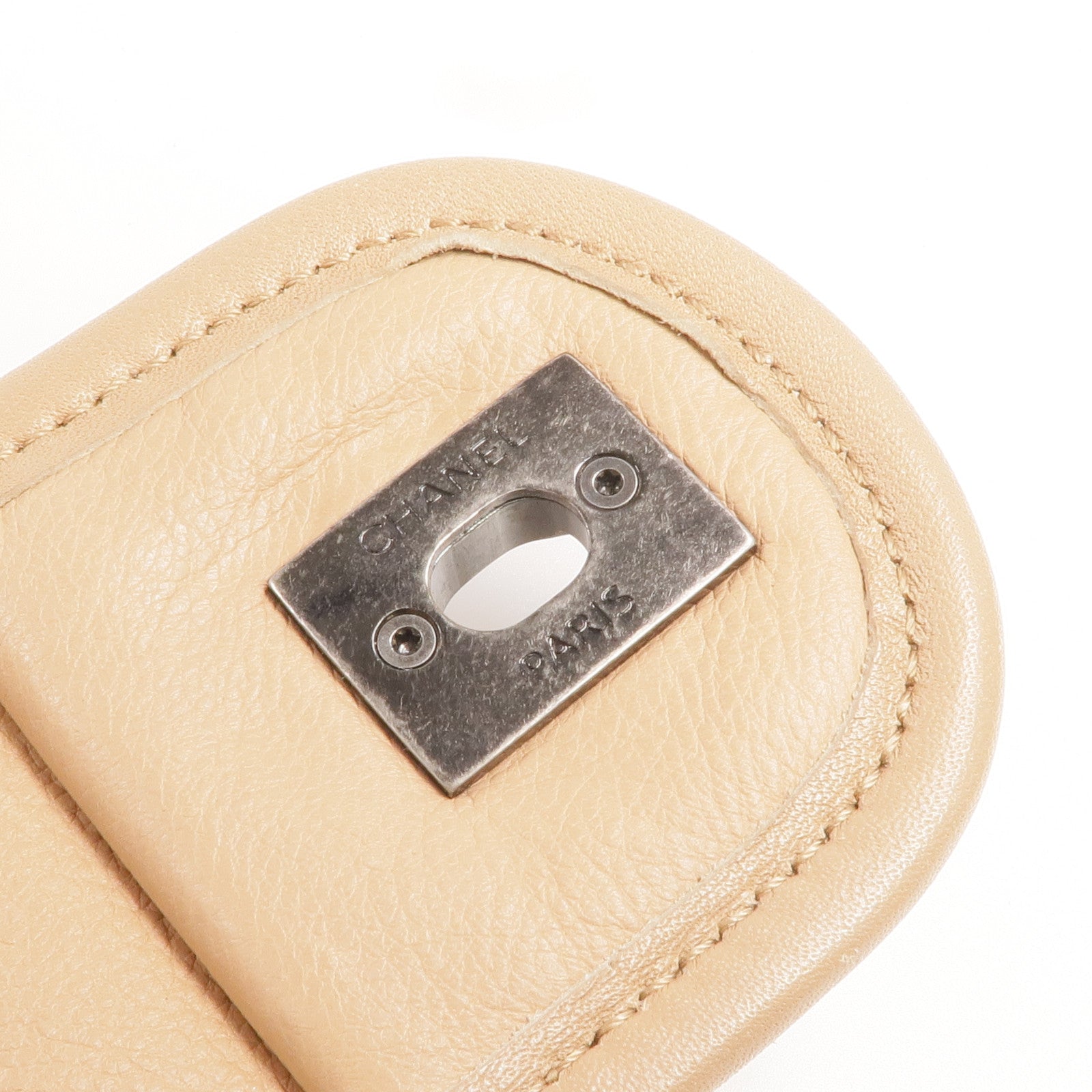 CHANEL 牛皮皮革Chain Shoulder銀扣鏈帶肩背袋