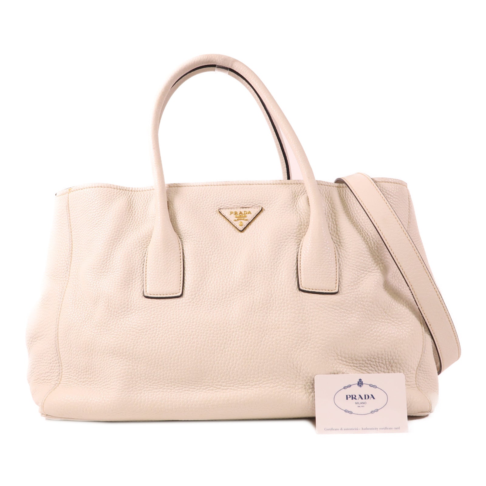 PRADA 牛皮皮革Tote Bag金扣手挽肩背兩用袋