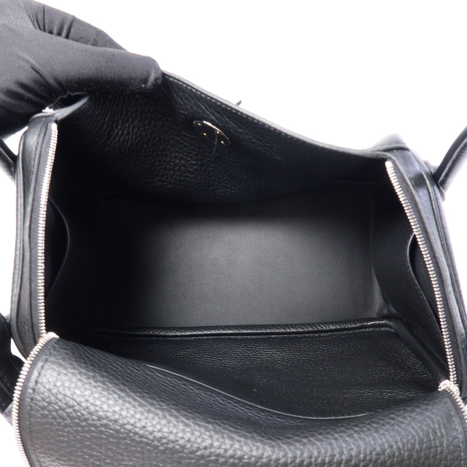 HERMES Clemence皮革Lindy 26手挽肩背兩用袋Noir