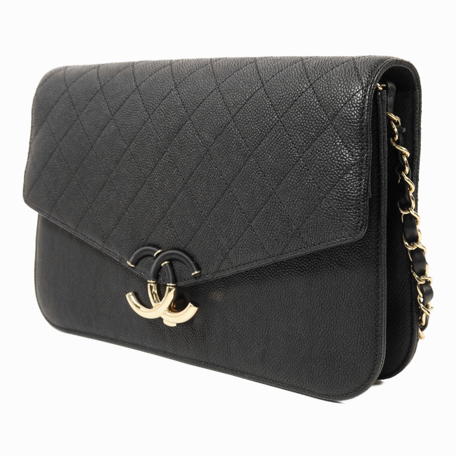 CHANEL 【激減優惠】牛皮皮革Chain Shoulder金扣鏈帶肩背袋