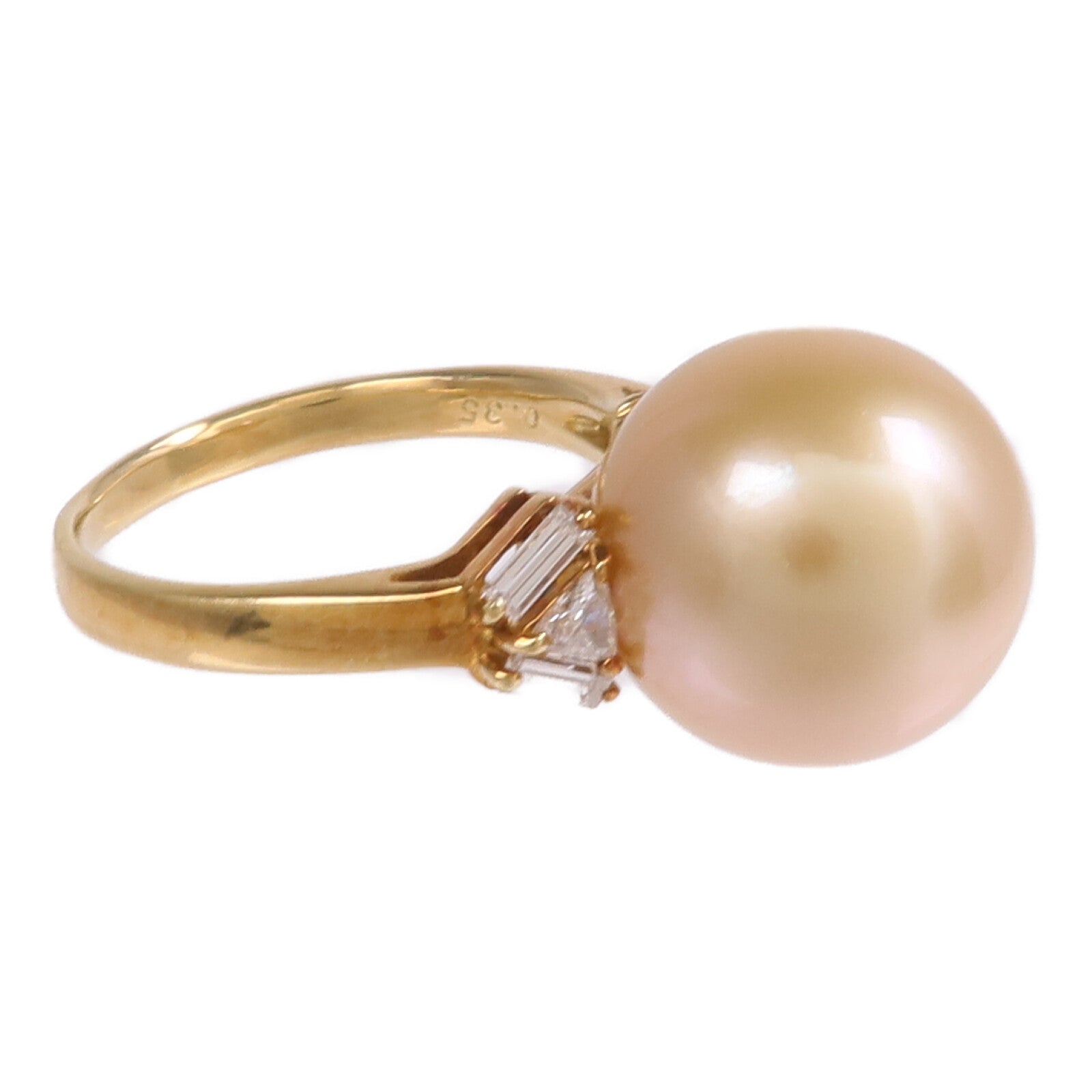 JEWELRY 18K黃金Pearl Diamond Ring珍珠/鑽石戒指US#7