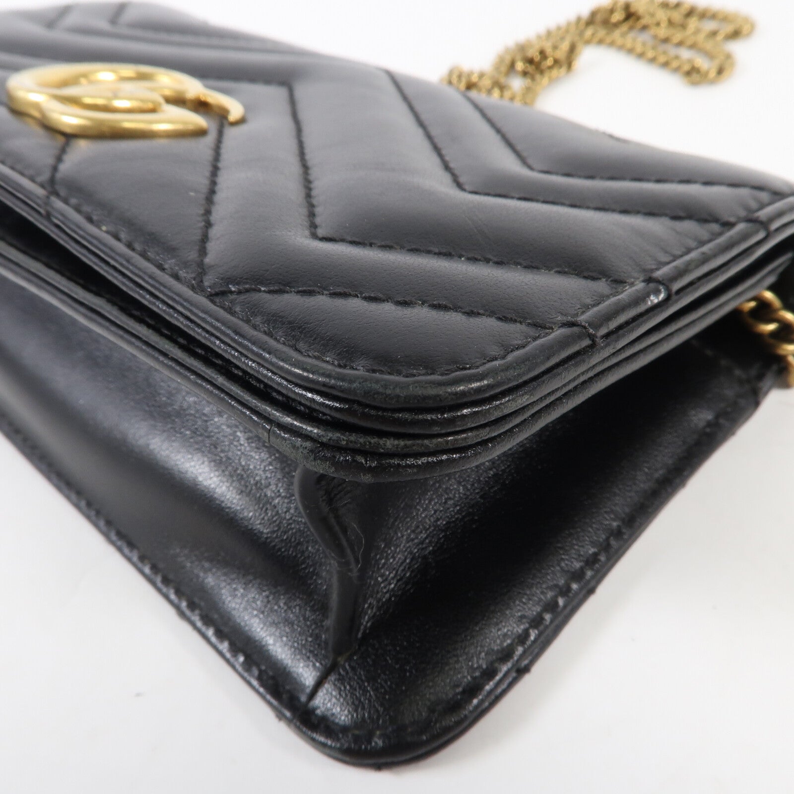 GUCCI 牛皮皮革GG Marmont Mini Bag金扣鏈帶肩背袋