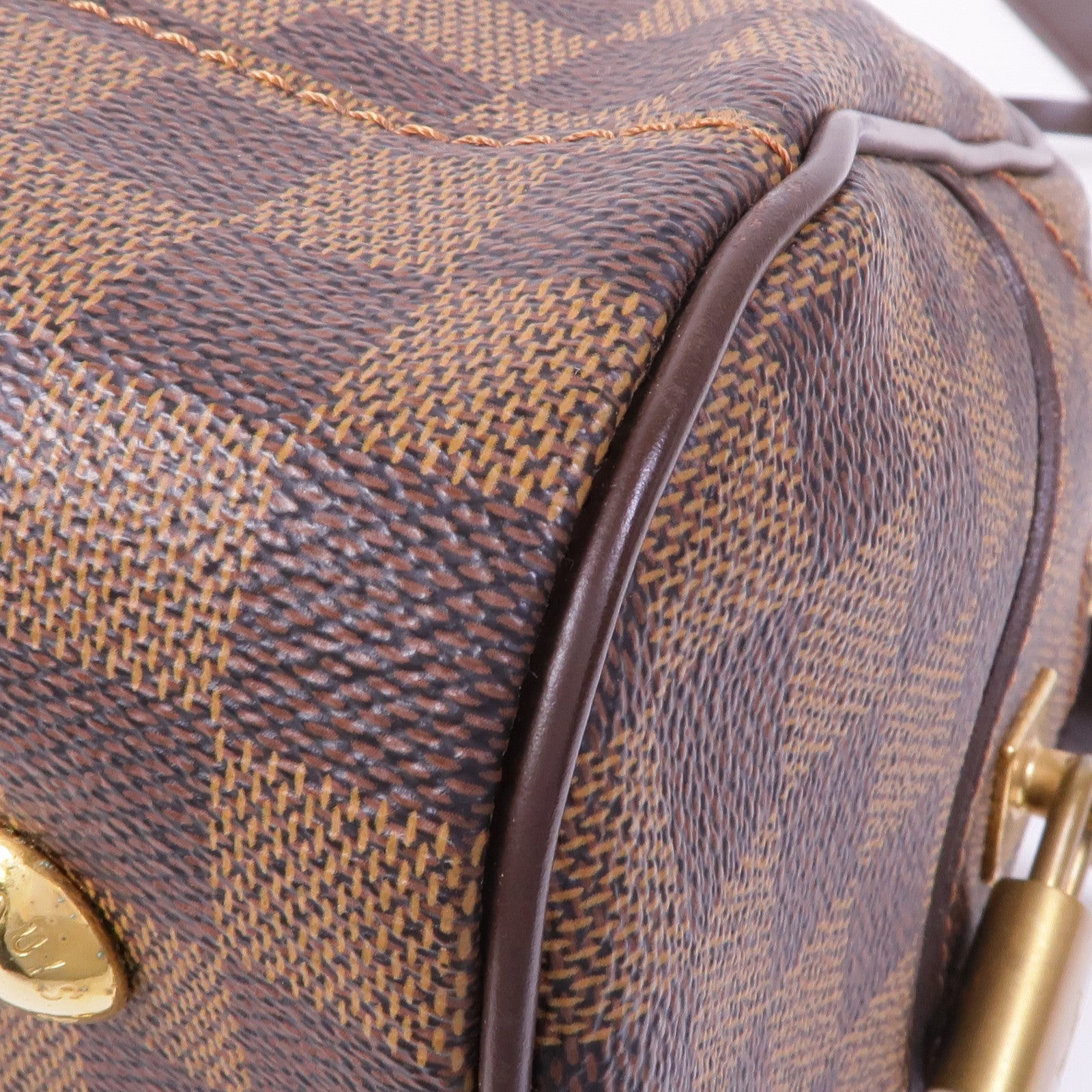 LOUIS VUITTON Damier Duomo金扣手挽袋棕色