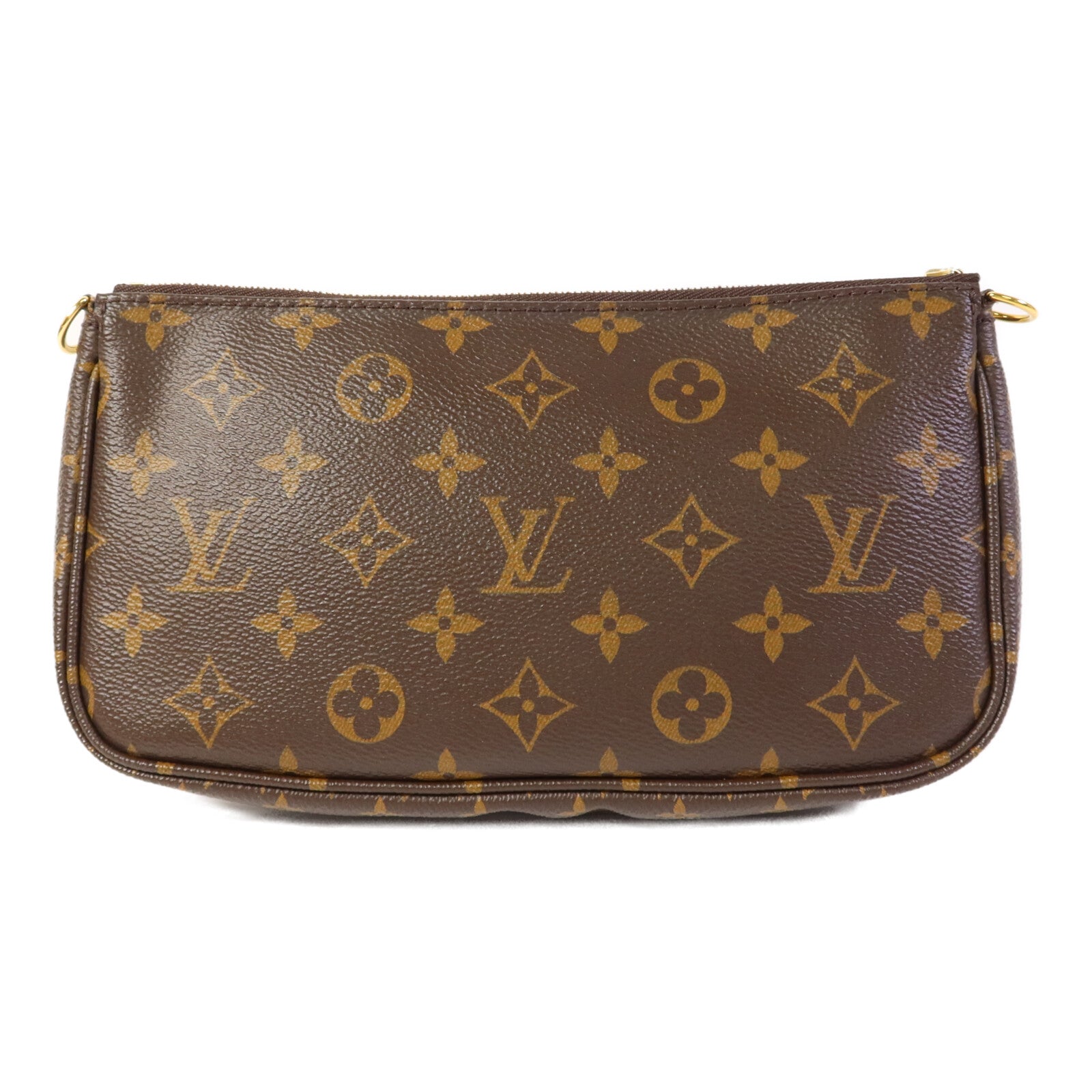 LOUIS VUITTON Monogram Multi Pochette Accessoires金扣手挽肩背兩用袋棕色
