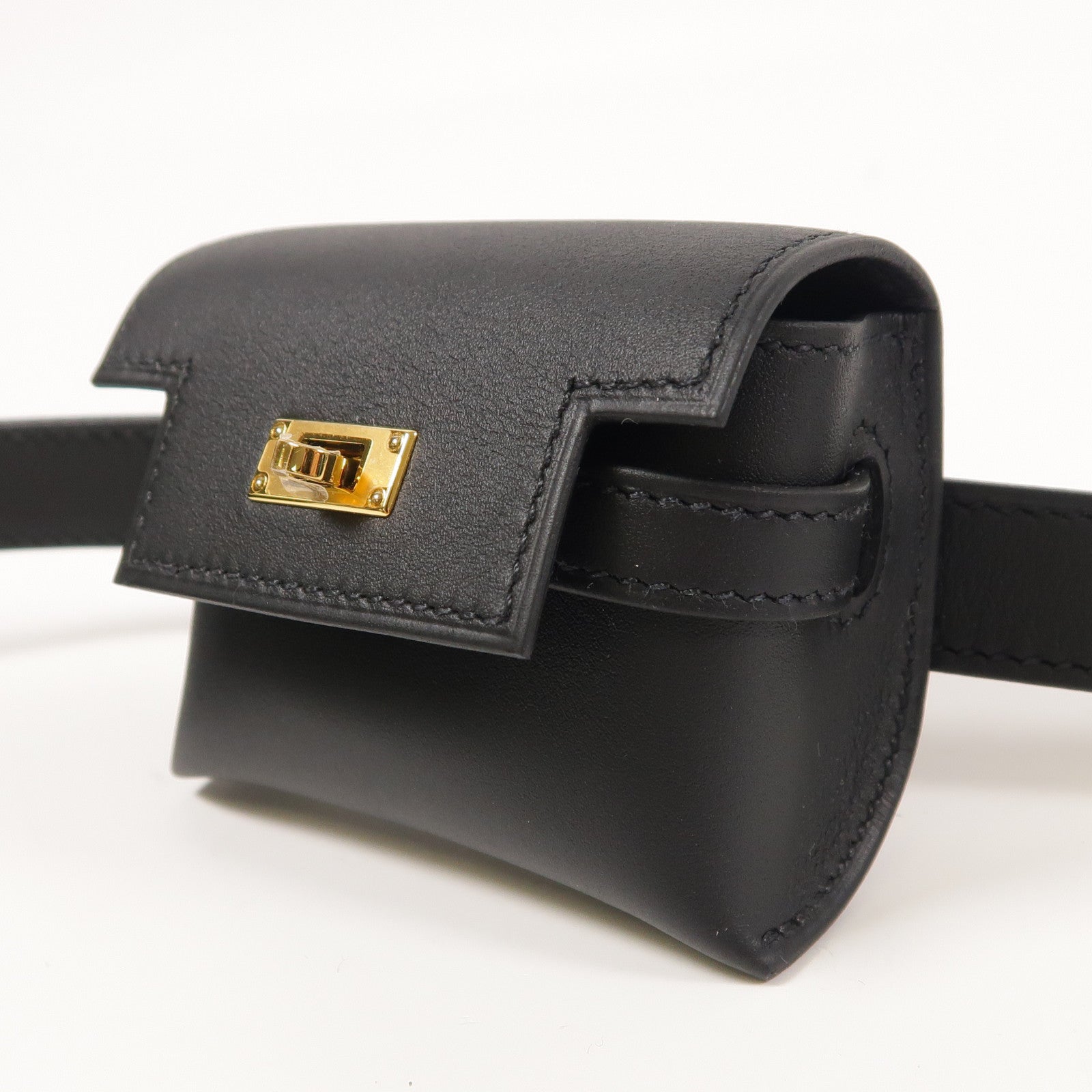 HERMES GHW Kelly Moove Shoulder Bag Swift Leather Noir