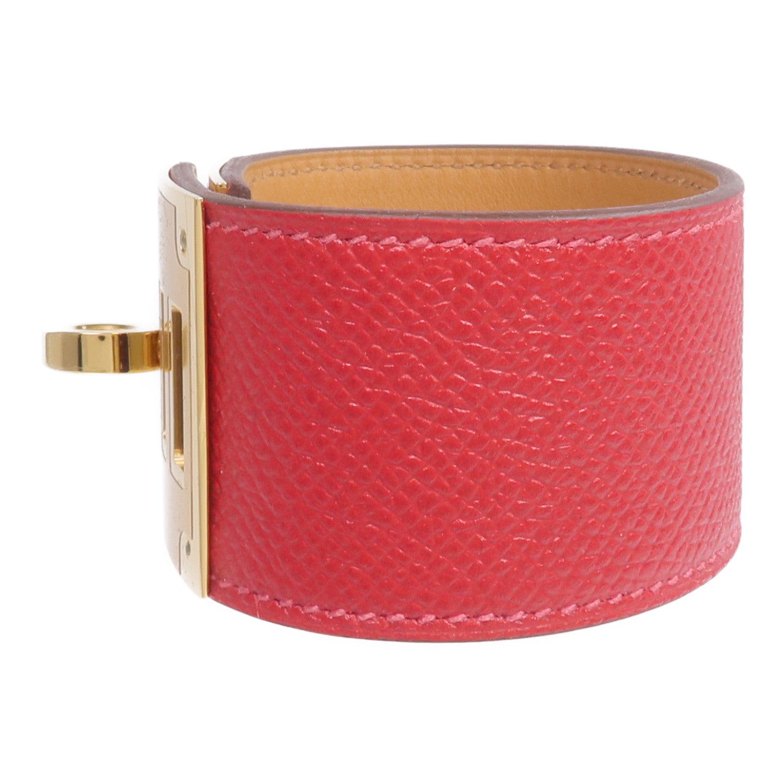 HERMES Epsom皮革Kelly Dog Bracelet手帶Rouge Casaque