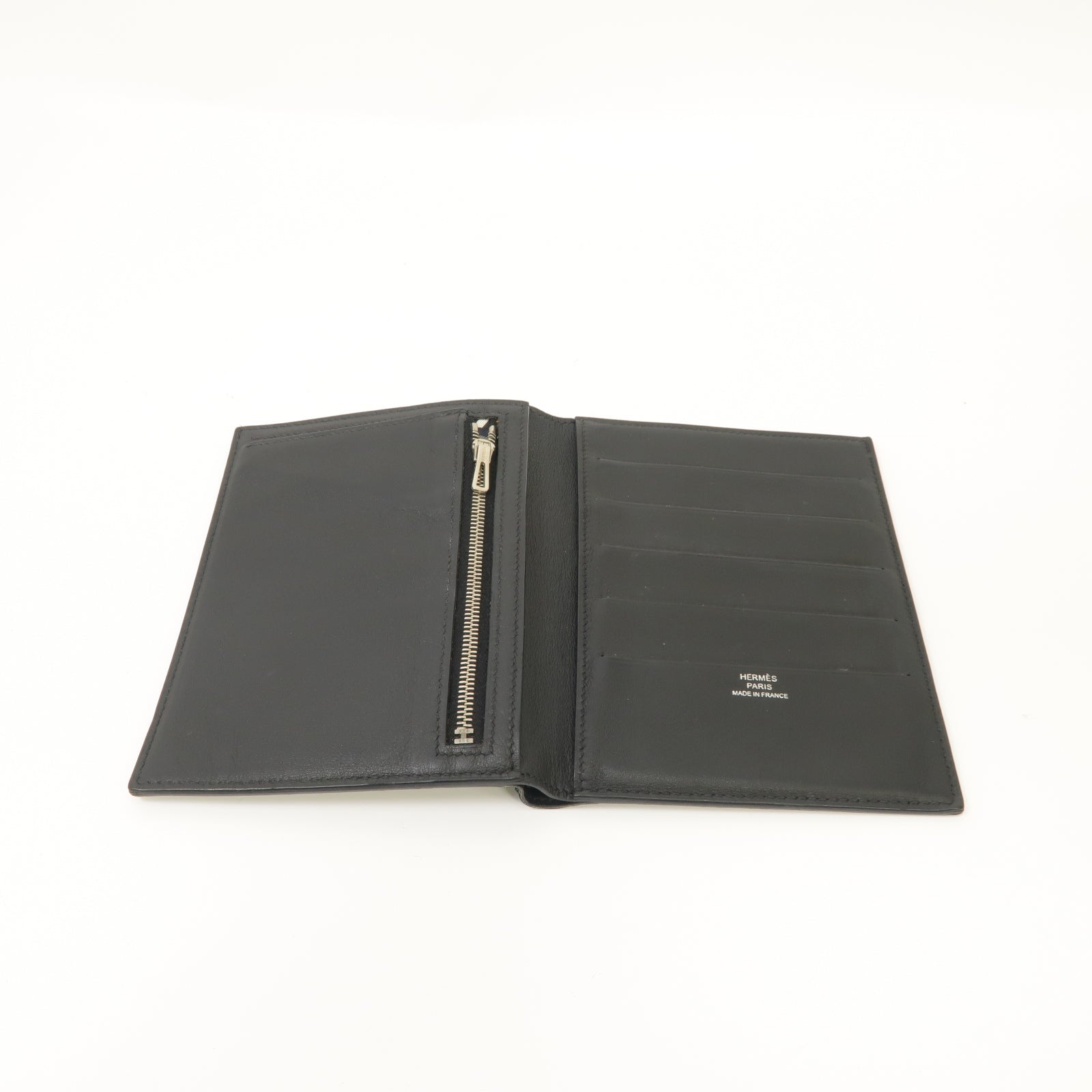 HERMES 【激減優惠】Swift皮革Bi-Fold Wallet銀扣折叠錢包黑色