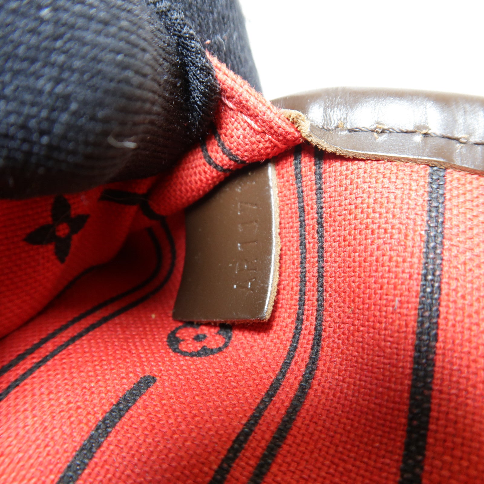 LOUIS VUITTON Damier Neverfull MM金扣手挽袋棕色