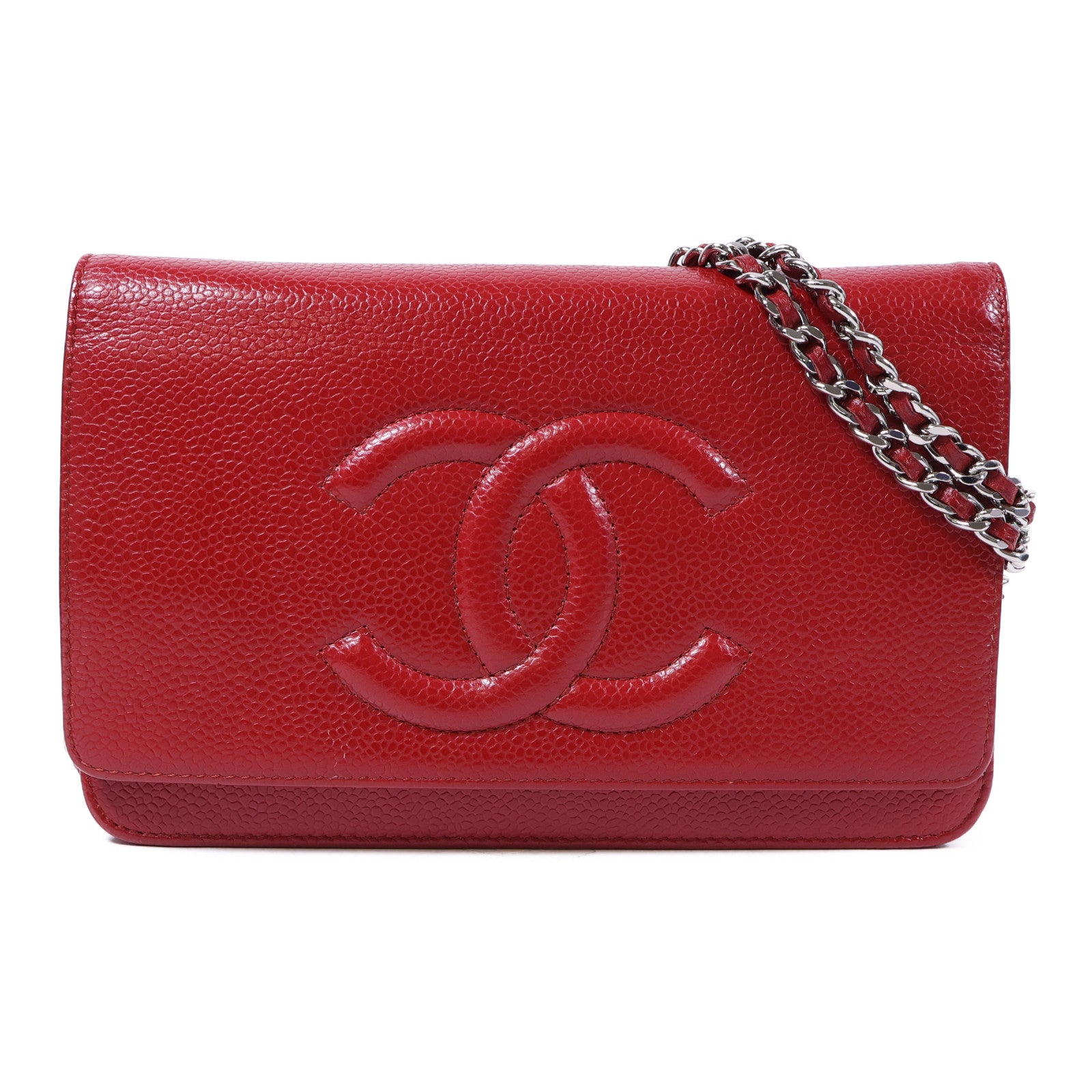 CHANEL 牛皮皮革WOC Wallet On Chain銀扣鏈帶肩背袋