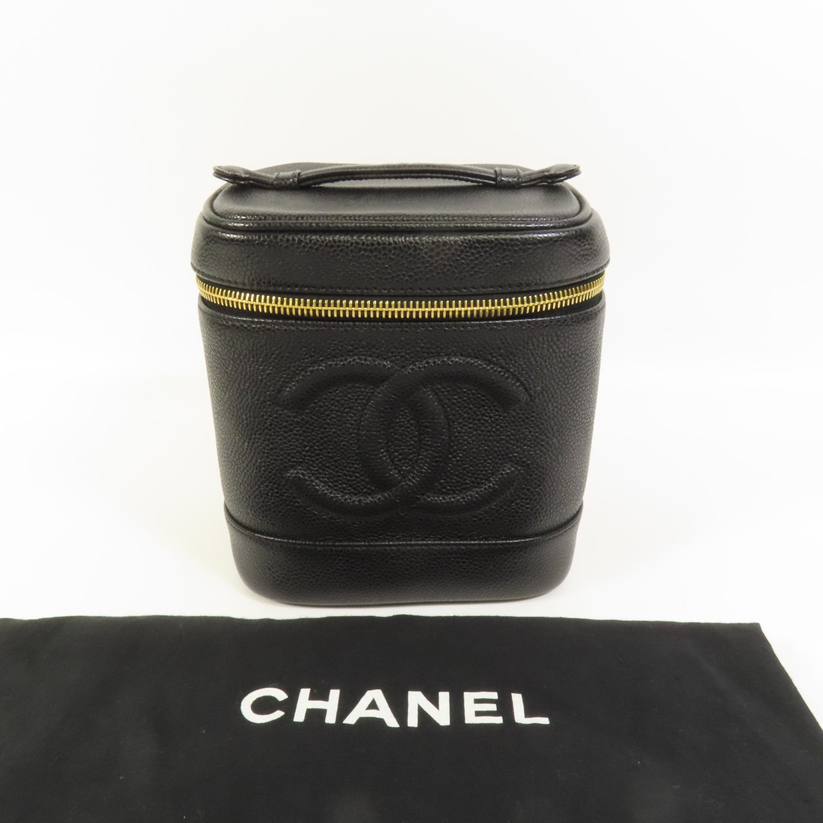 CHANEL 牛皮皮革Vintage Vanity金扣手挽袋