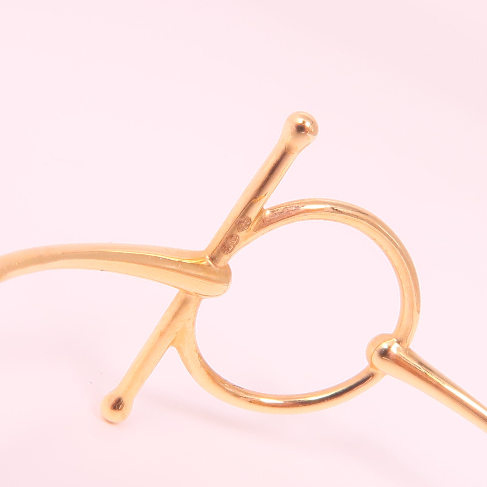 HERMES 18K玫瑰金Filet D'Or Hoop Earrings耳環