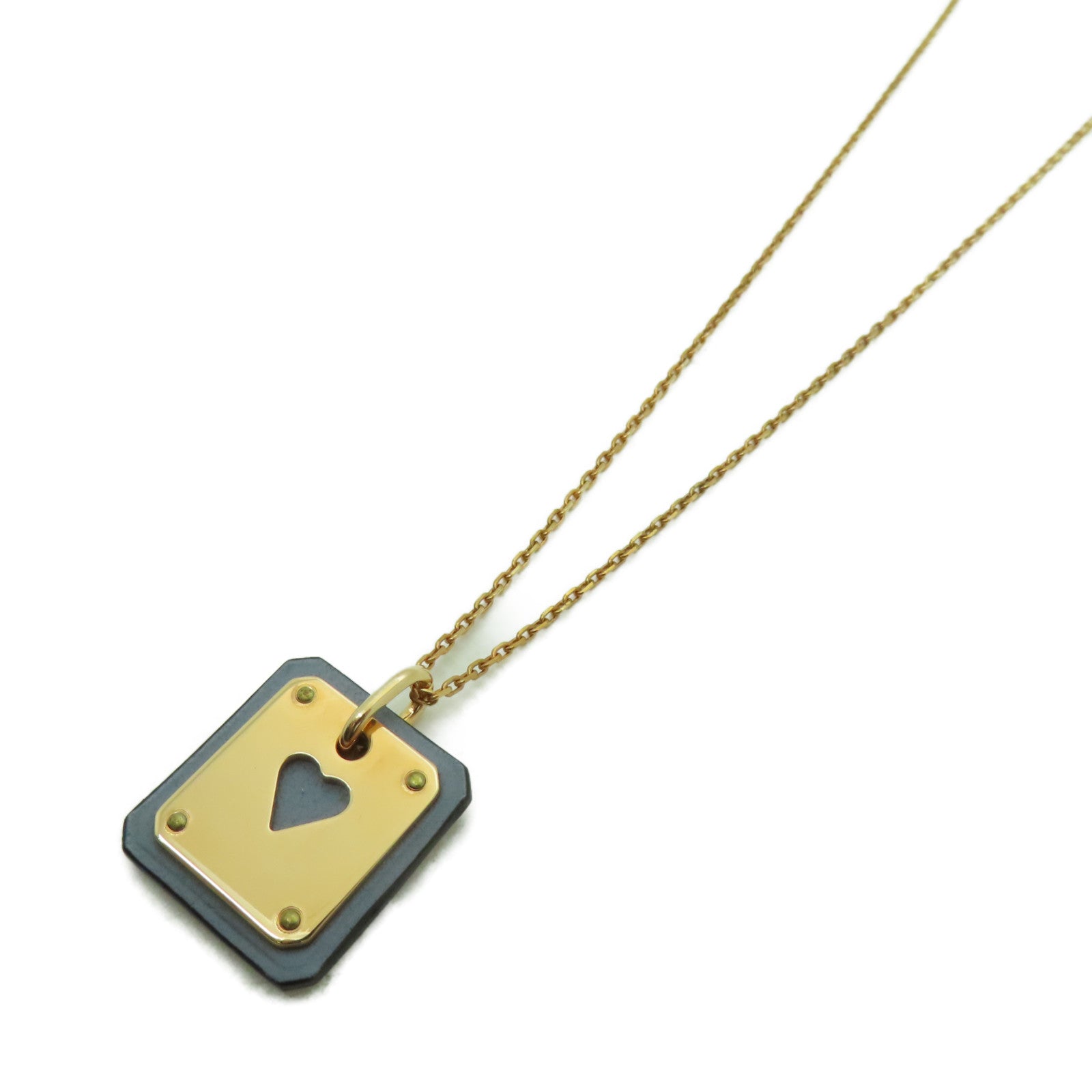 HERMES 【激減優惠】金屬As De Coeur Pendant項鍊藍色/金色