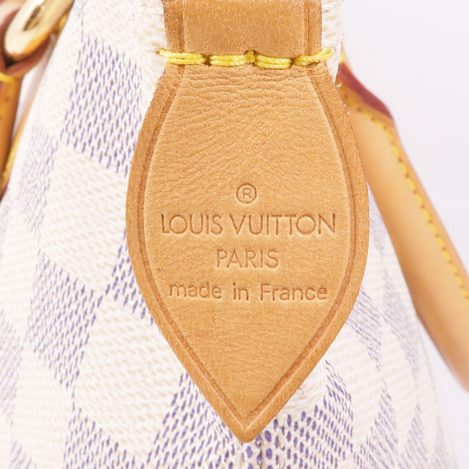 LOUIS VUITTON Damier Azur Saleya PM金扣手挽袋白色