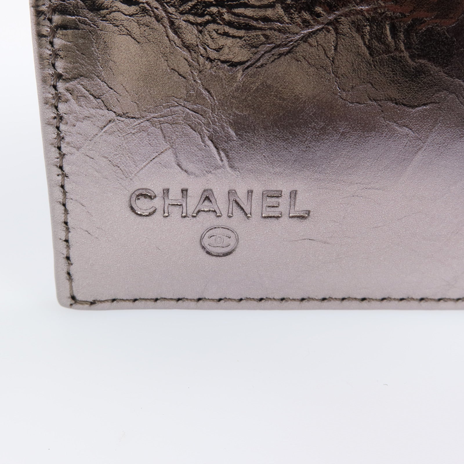 CHANEL 牛皮皮革Fold Wallet銀扣錢包