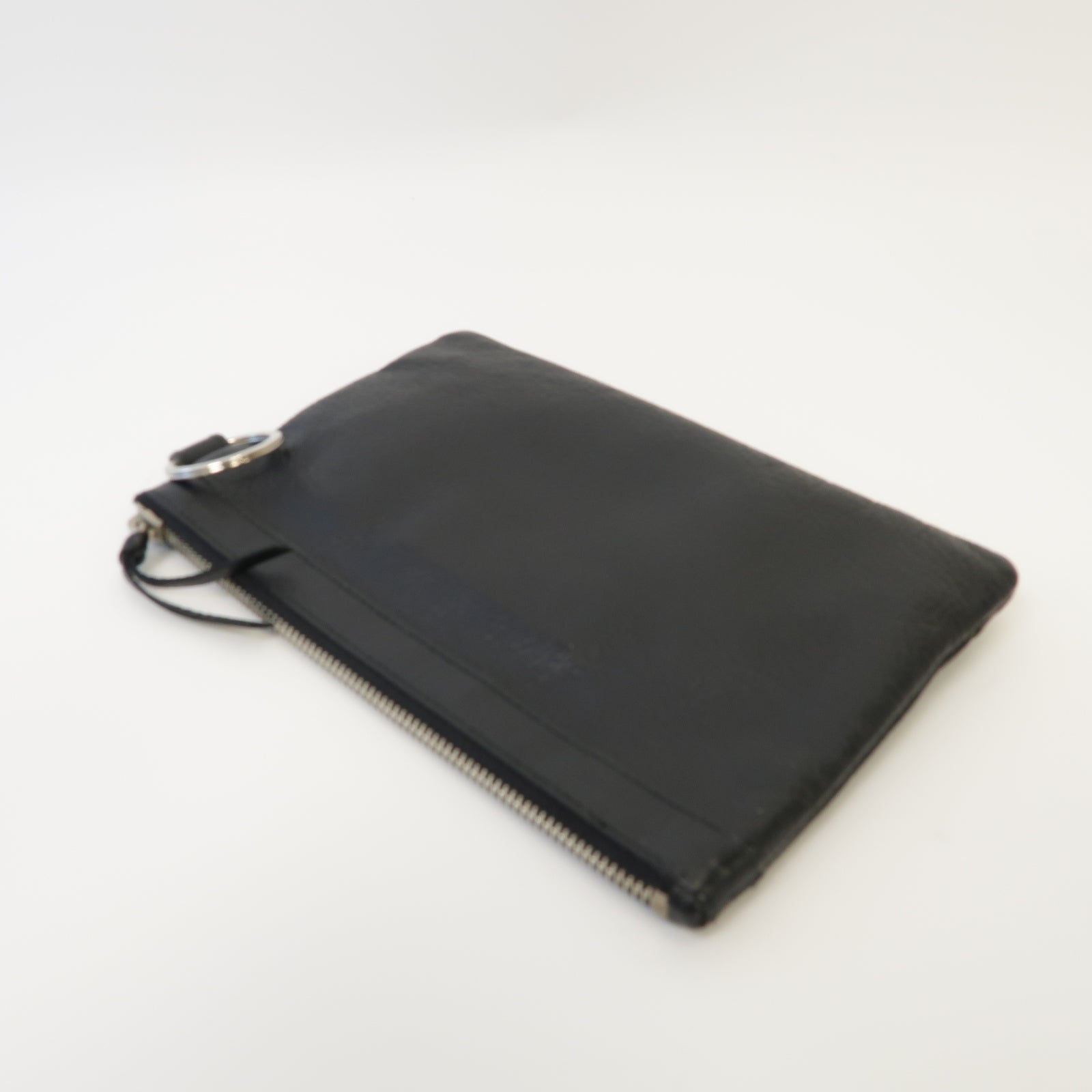 BALENCIAGA 牛皮皮革Clutch Bag銀扣手拿包黒色