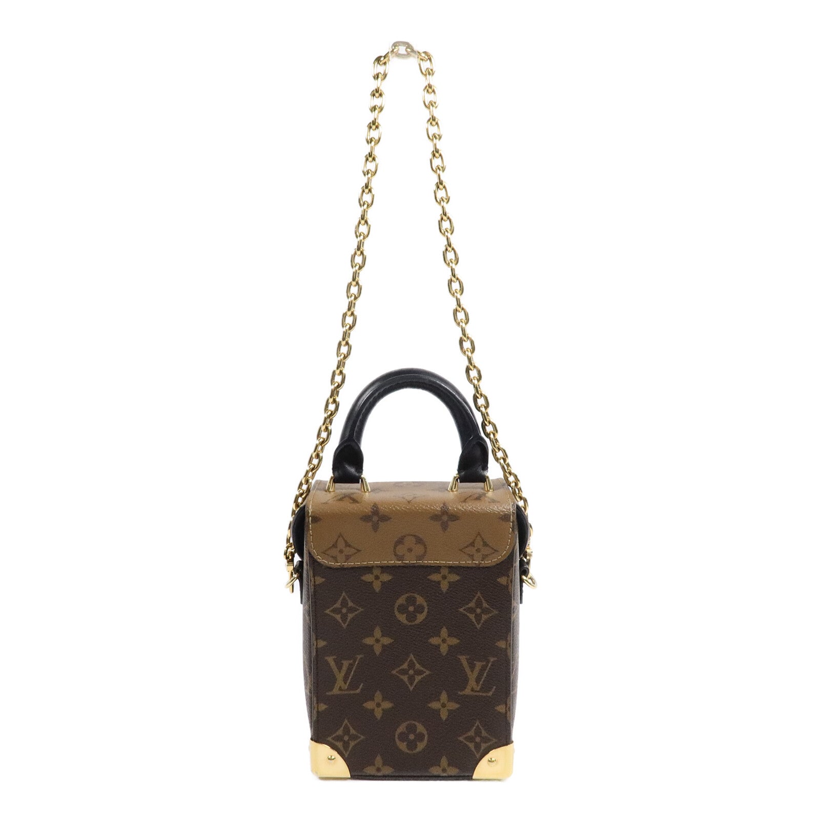 LOUIS VUITTON Monogram/Monogram Reverse Camera Box金扣鏈帶手挽肩背兩用袋