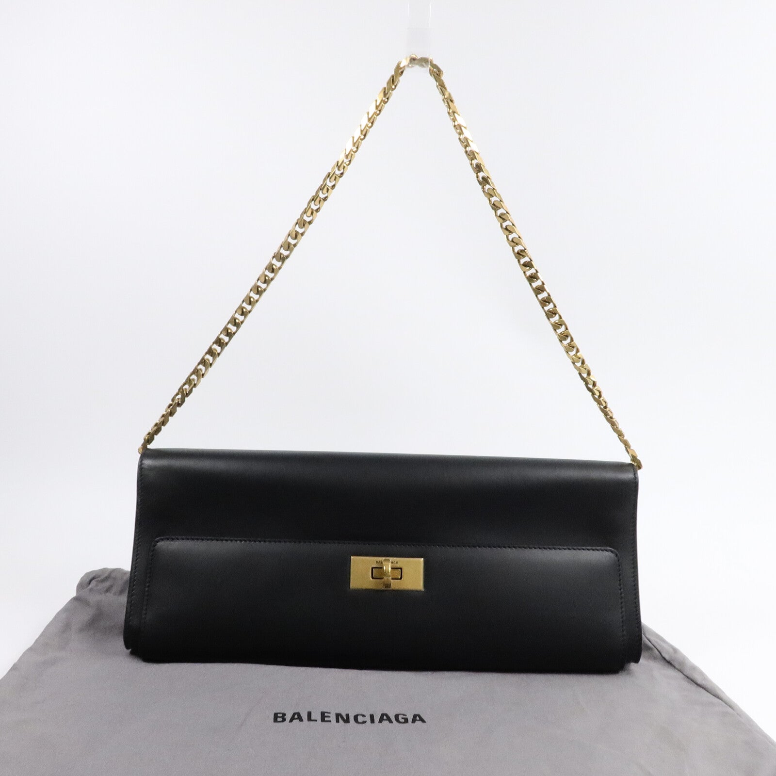 BALENCIAGA 牛皮皮革Bel Air Small Clutch On Strap鏈帶肩背袋