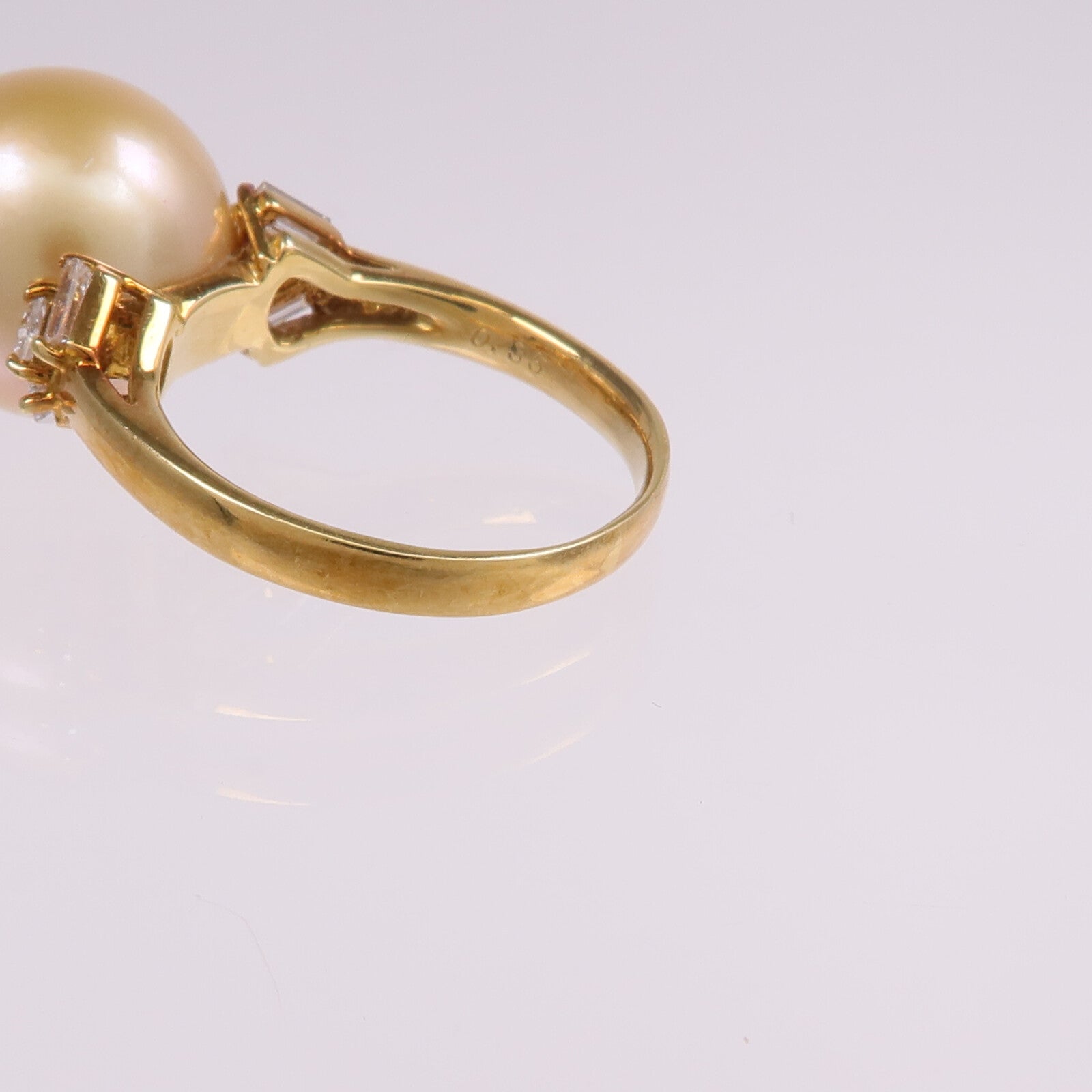 JEWELRY 18K黃金Pearl Diamond Ring珍珠/鑽石戒指US#7