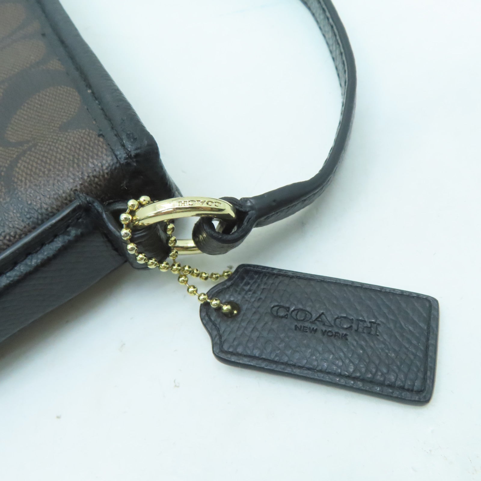 COACH 塗層帆布Signature File Shoulder Bag金扣肩背袋啡色