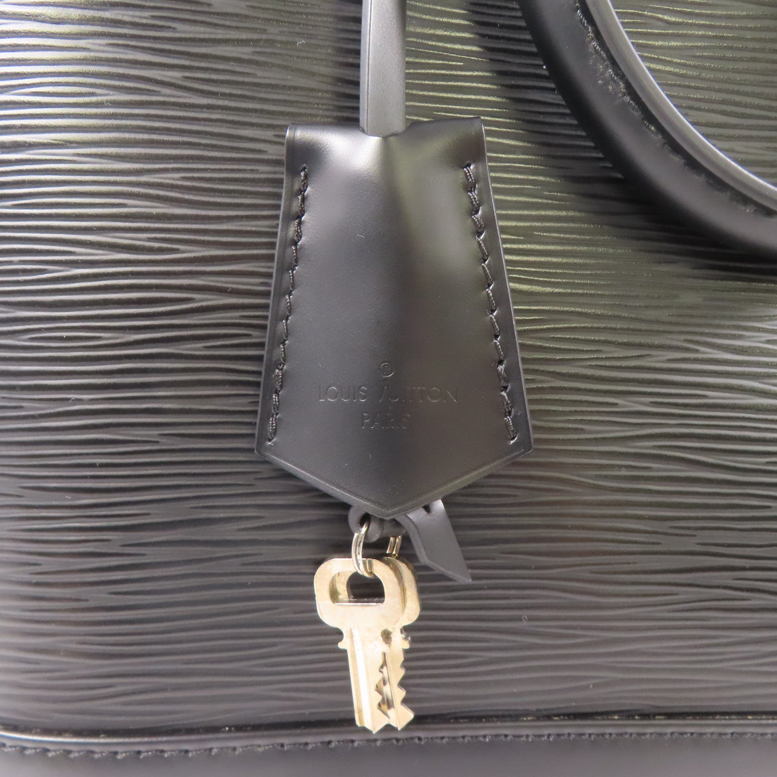 LOUIS VUITTON Epi Alma PM銀扣手挽袋黑色